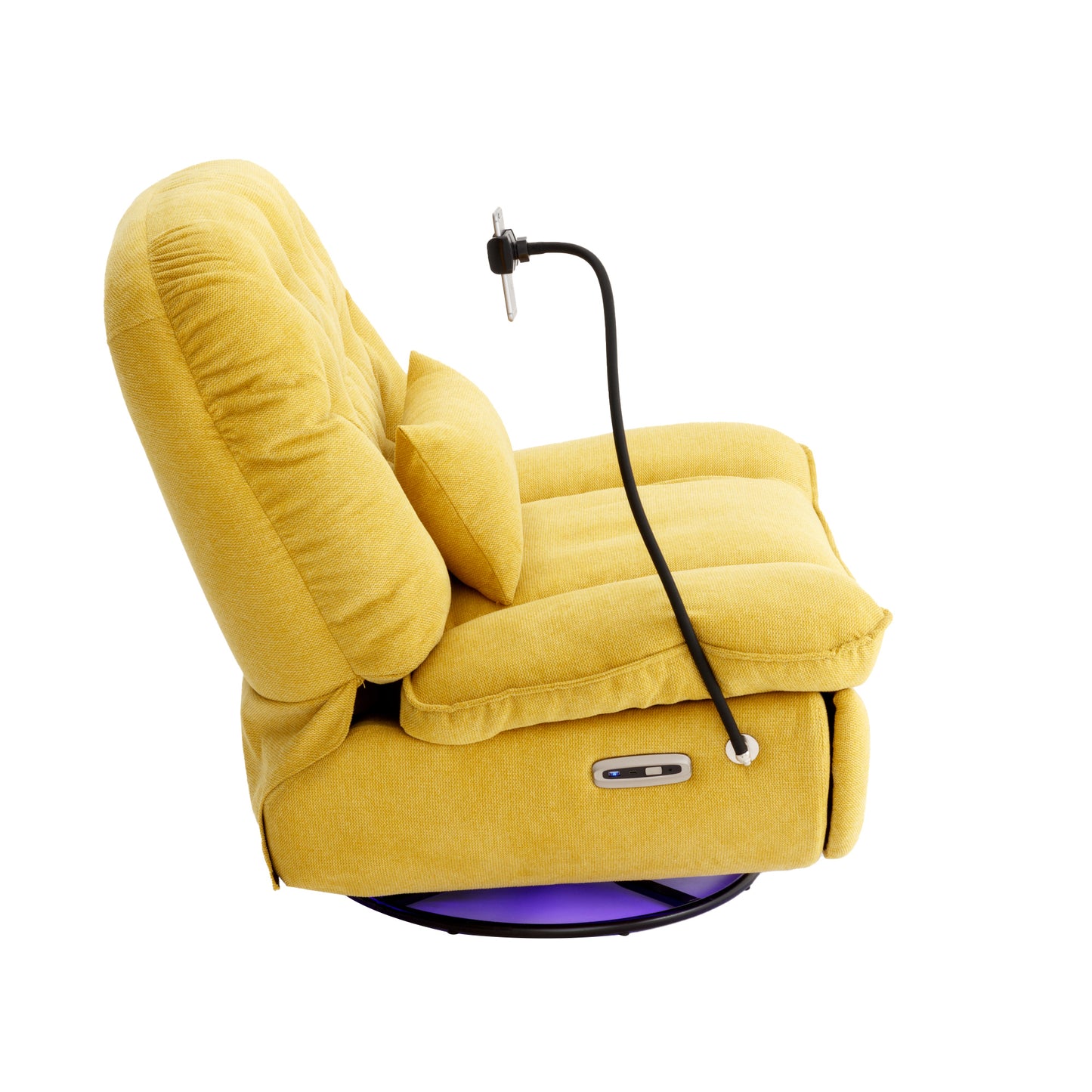 Yellow Power Recliner with Voice Control and Bluetooth Music Player