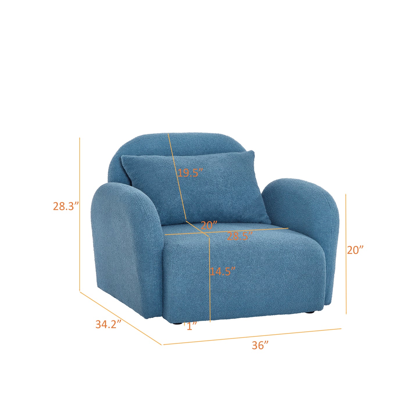 Living Room Furniture Lazy Sofa Chair Teddy Fabric Blue