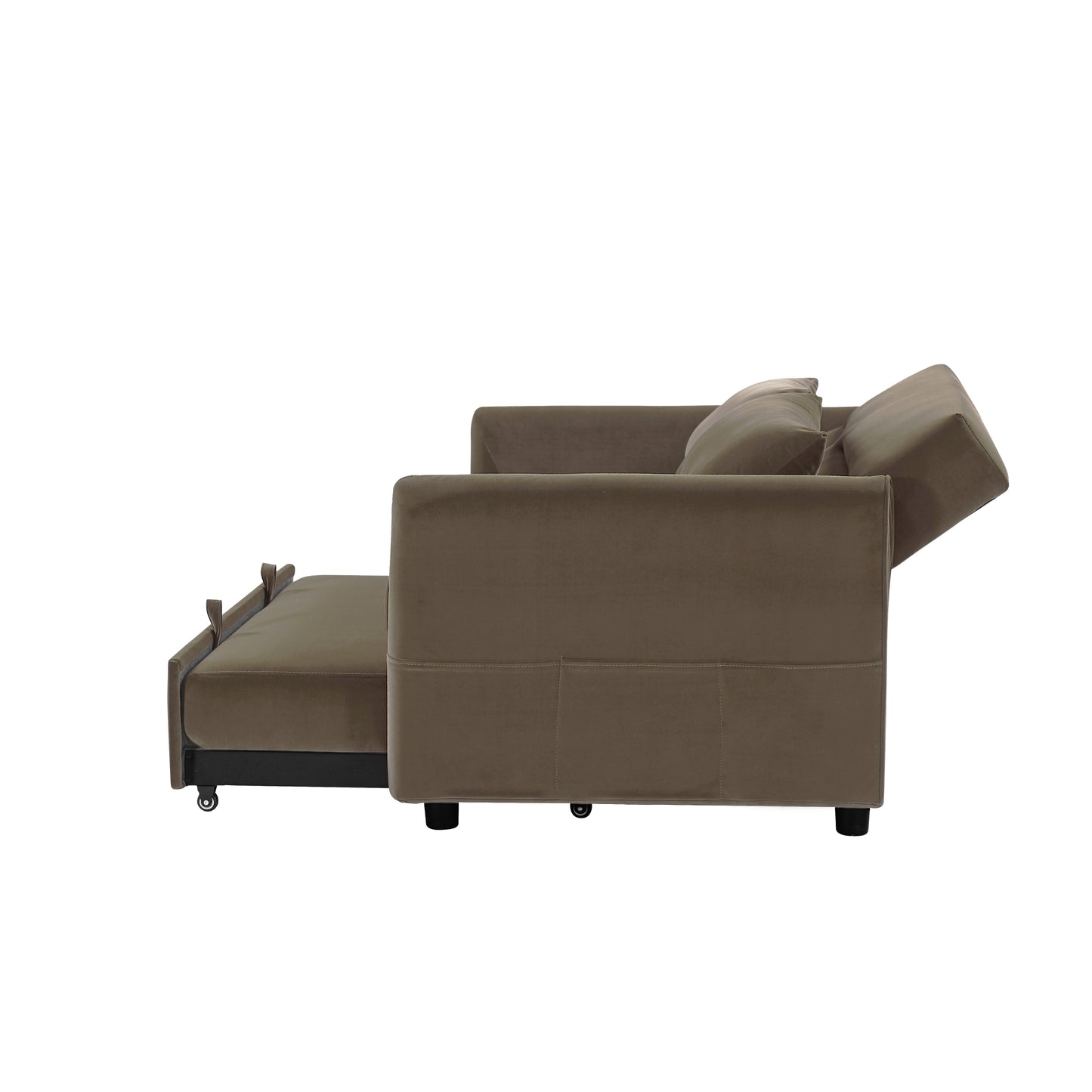 Light Brown Velvet Convertible Love Seat Sofa