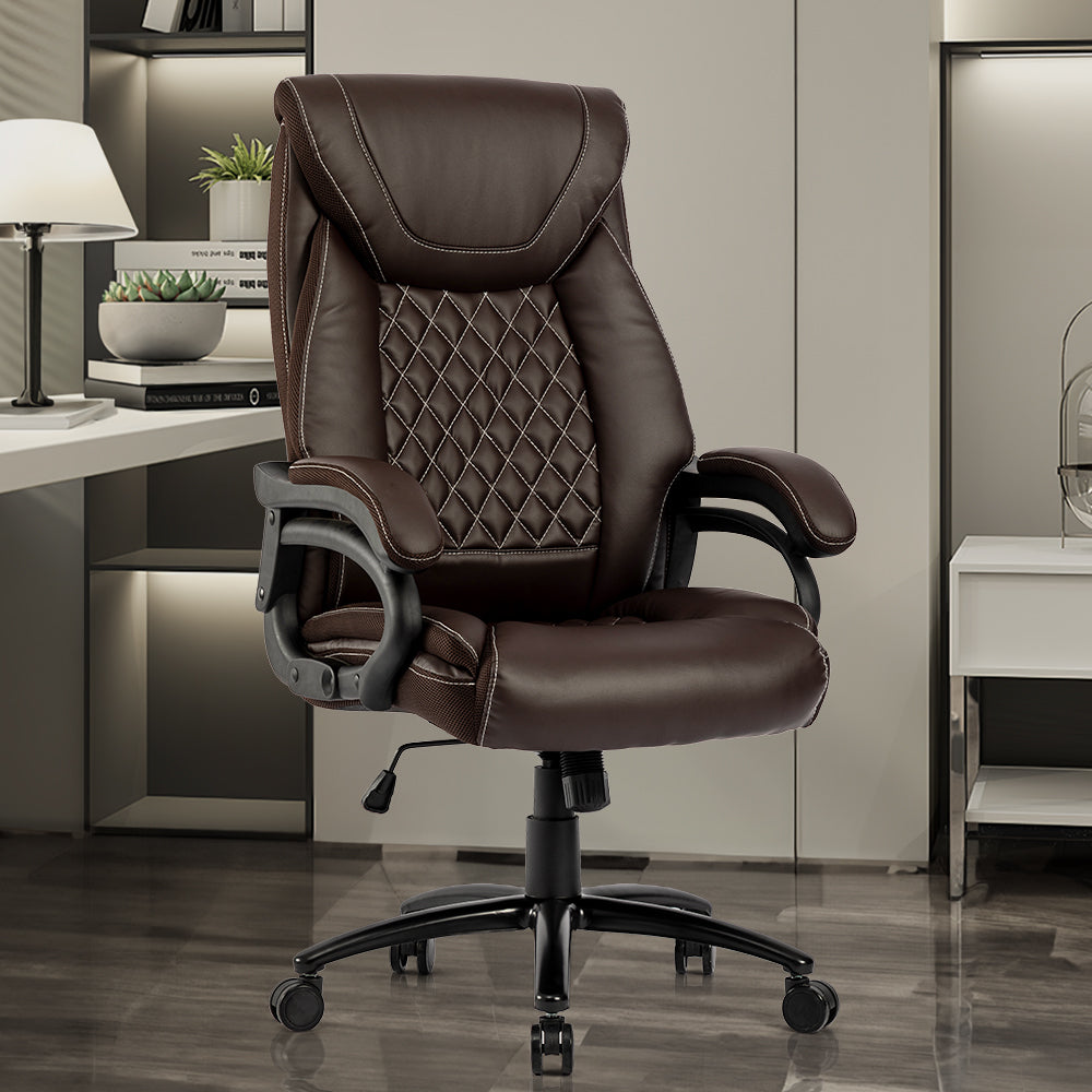 PU Leather Office Chair Big and Tall Desk Chair 360°Swivel Office Chair Adjustable Height with Soft Armrest,300lbs