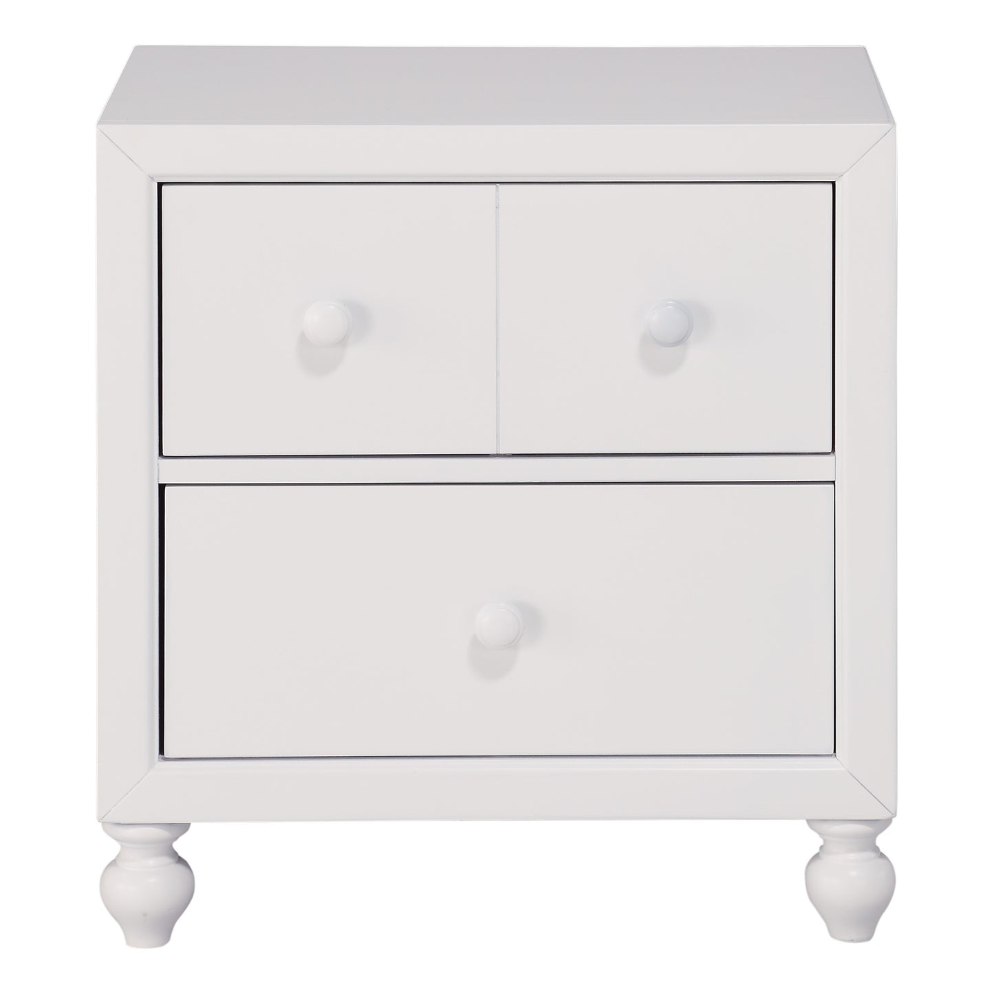 Transitional Look White Finish 1pc Nightstand of Drawers Wood knobs Turned Feet Modern Bedroom Furniture