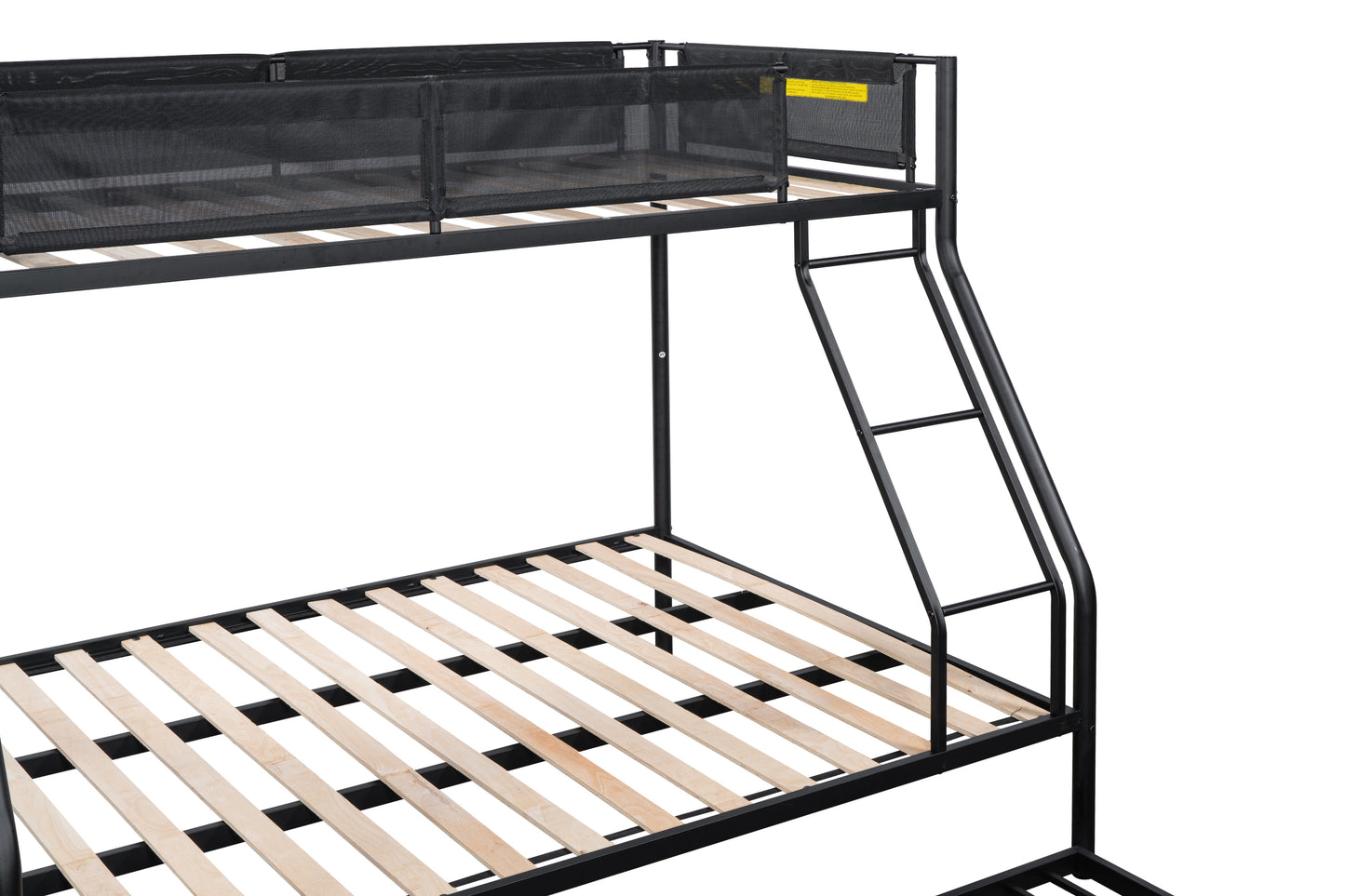 Triple Sleeper Metal Bunk Bed Set with Trundle - Durable Frame, Silent Slats, Secure Guardrail, Efficient Space-Saving Solution