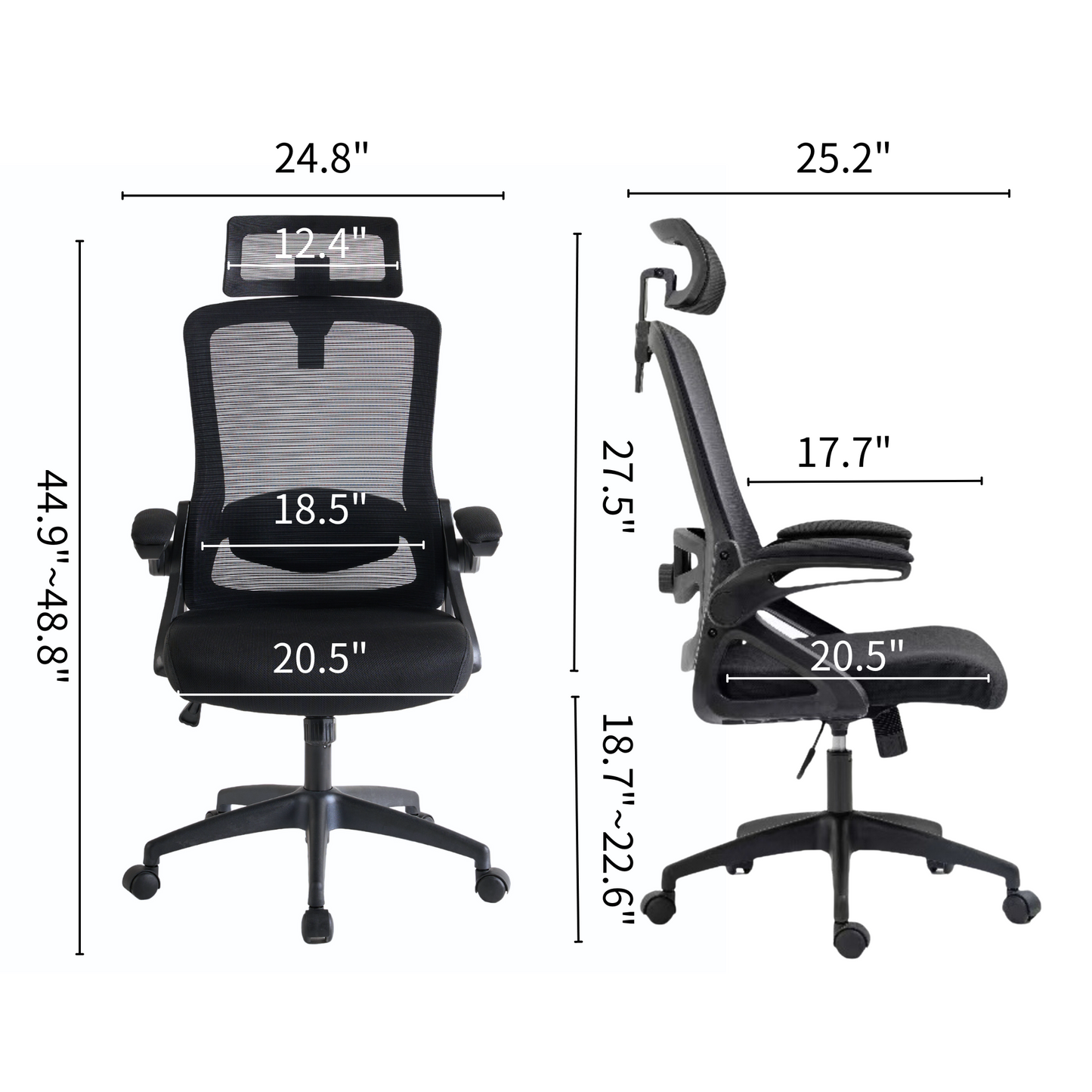 Ergonomic Office Desk Chair,Mesh High Back Computer Chair with Adjustable 3D Headrest & Lumbar Support & Flip-Up Arms Executive/Home/Study/Work Office Desk Chairs with Wheels