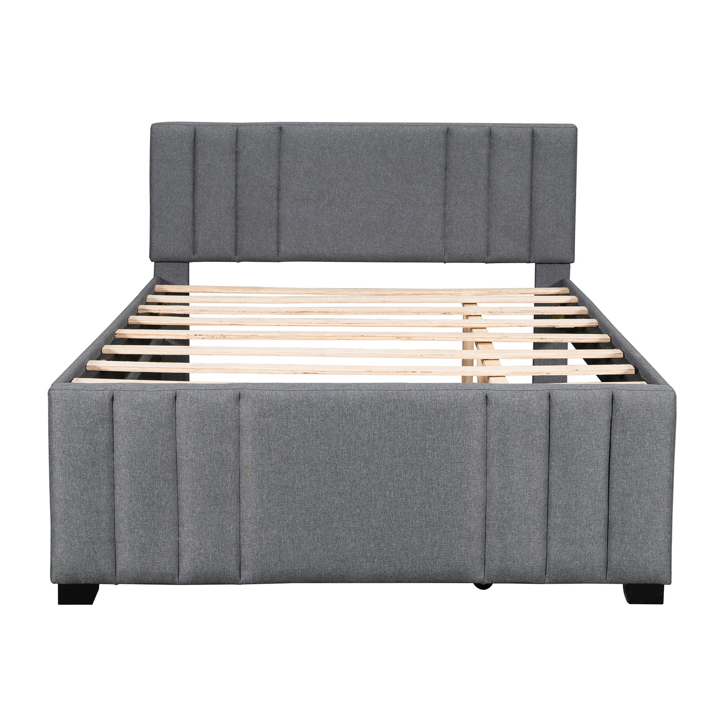 Full Upholstered Platform Bed with Trundle,Grey