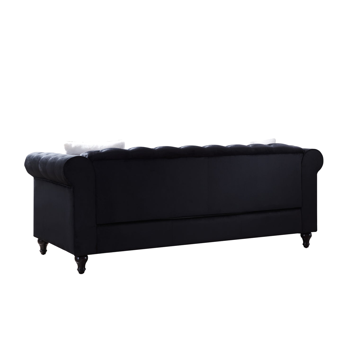 Contemporary Black Velvet 2-Piece Living Room Sofa Set with Button Tufting