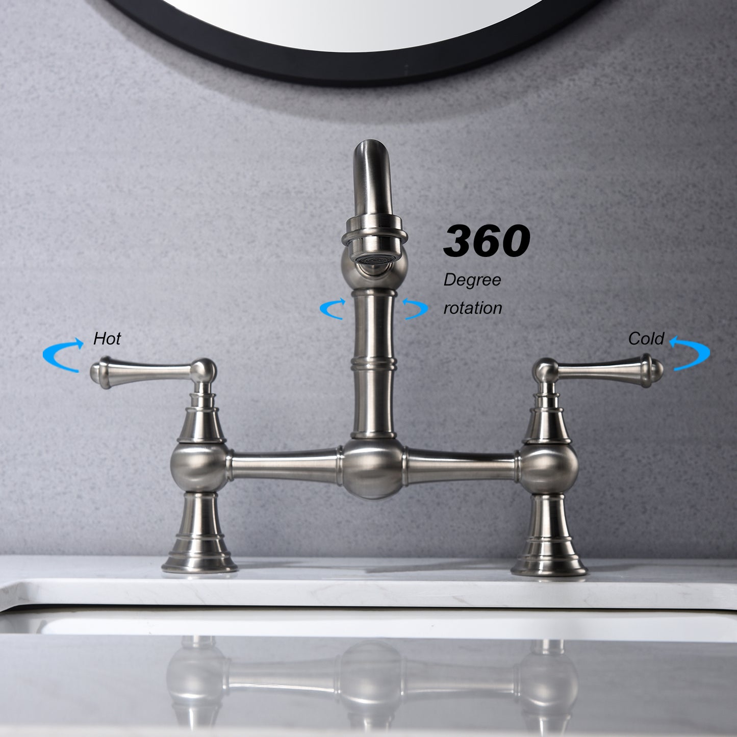 Double Handle Widespread Kitchen Faucet with Traditional Handles