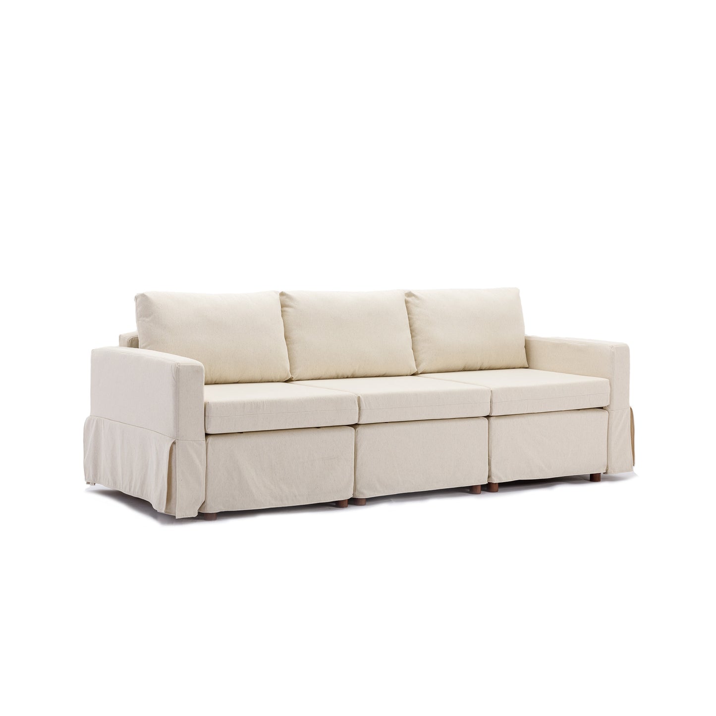 Cream Modular Sectional Sofa with 2 Ottomans and Removable/Washable Cushions