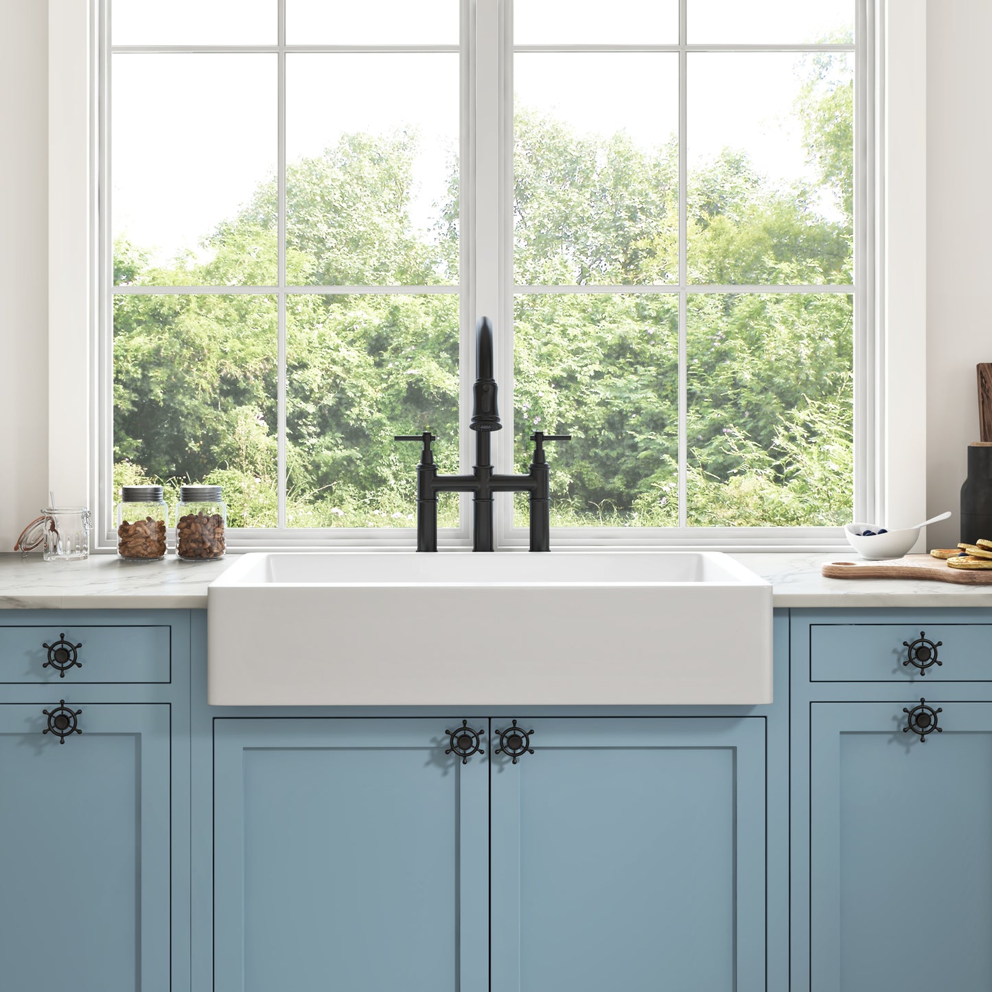 Deep White Farmhouse Kitchen Sink with Single Bowl