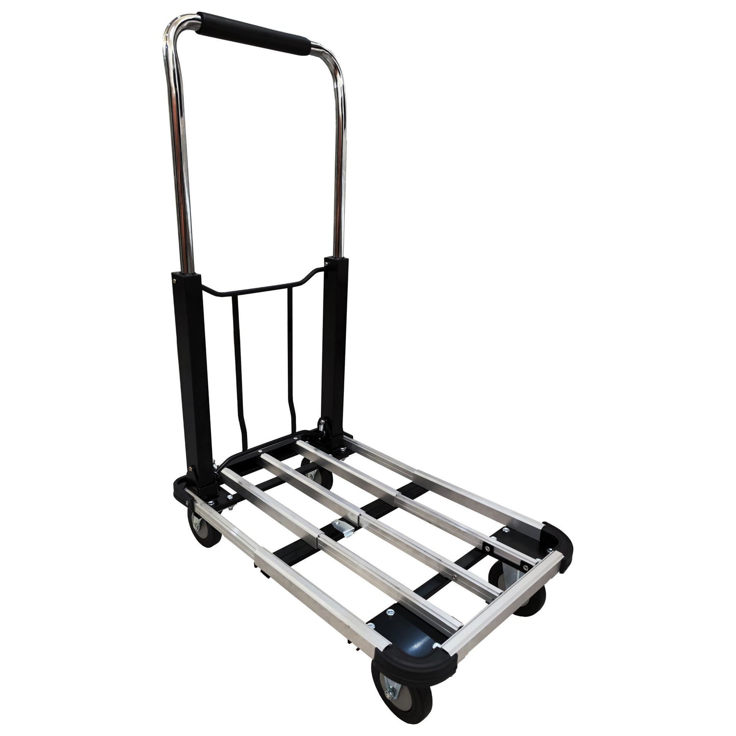 330 lbs. Capacity Extendable Folding Aluminum Four-Wheel Flatbed Car Platform Trolley Portable Hand Truck Cart