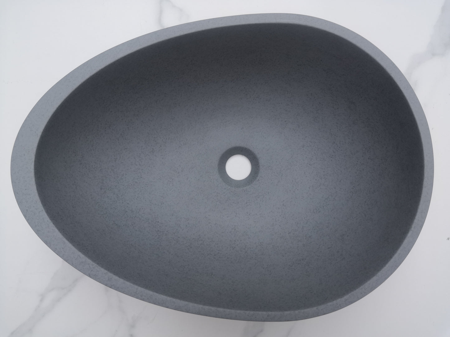 Egg shape Concrete Vessel Bathroom Sink Handmade Concreto Stone Basin Counter Freestanding  Bathroom Vessel  Sink in Grey without  Faucet and Drain