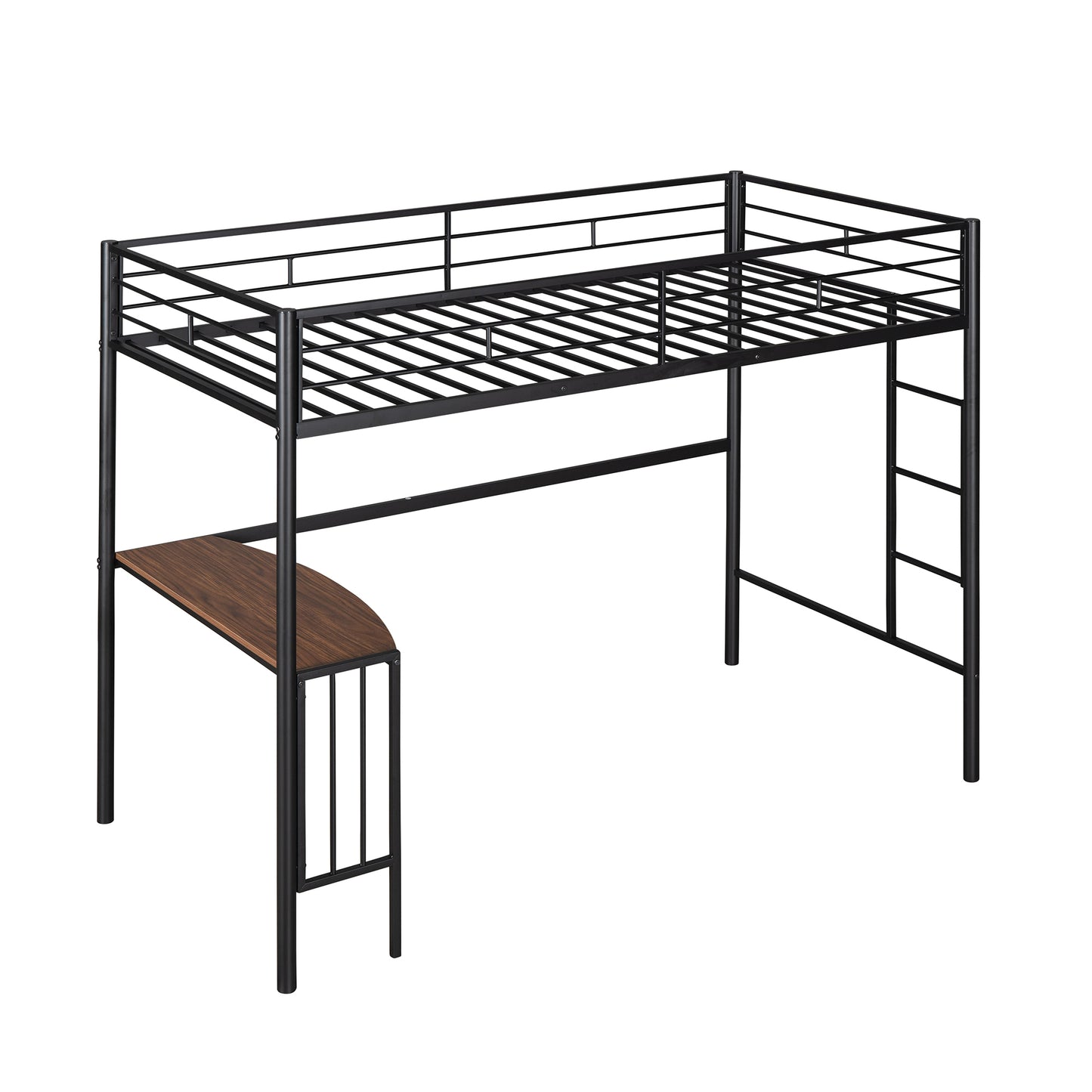 Metallic Black Bunk Bed with Desk and Full Over Twin Configuration