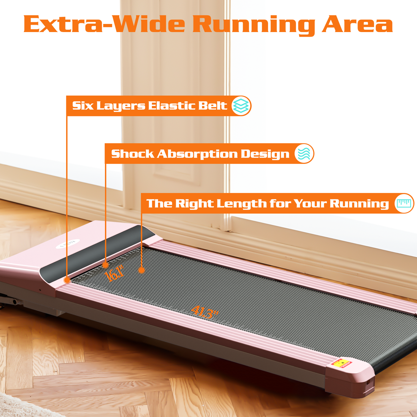 Walking Pad Treadmill Under Desk for Home Office Fitness, Mini Portable Treadmill with APP Remote Control and 16 Inch Running Area(Note: Forbidden to sell on Amazon)