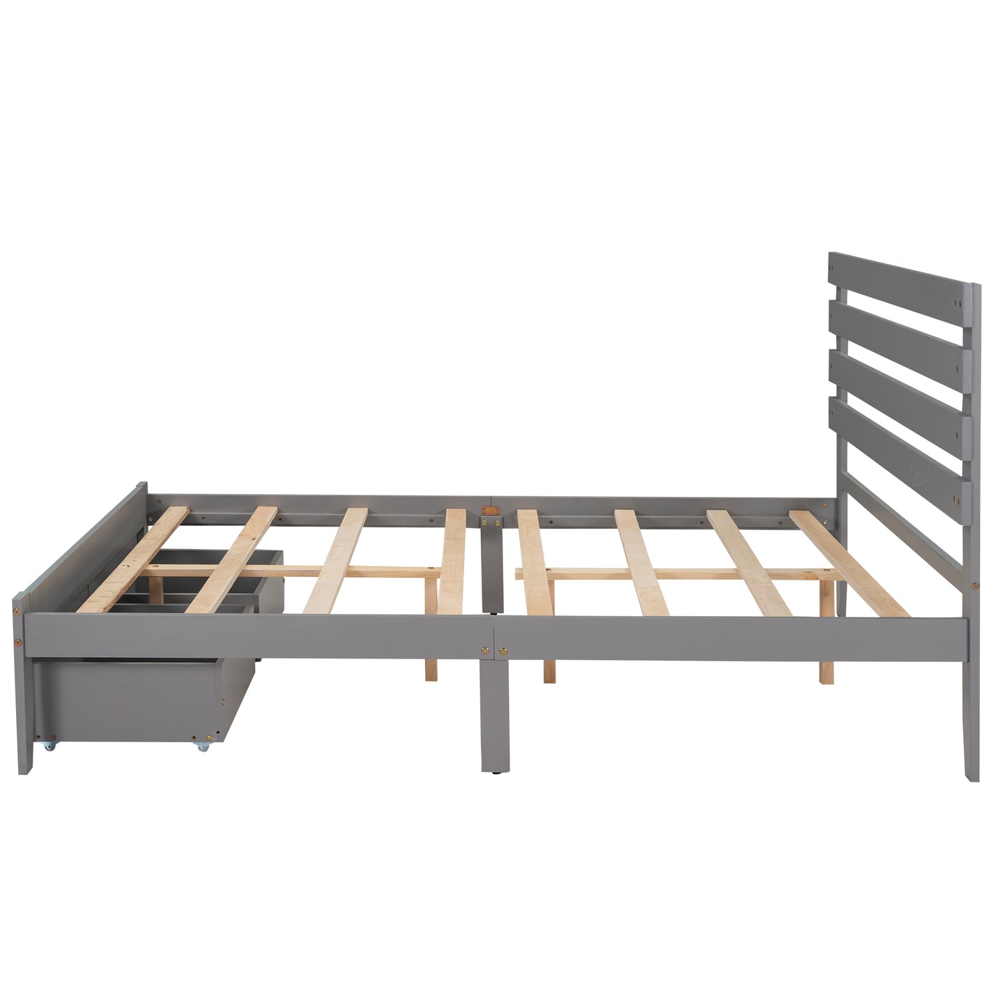 Full Size Platform Bed with Drawers, Gray