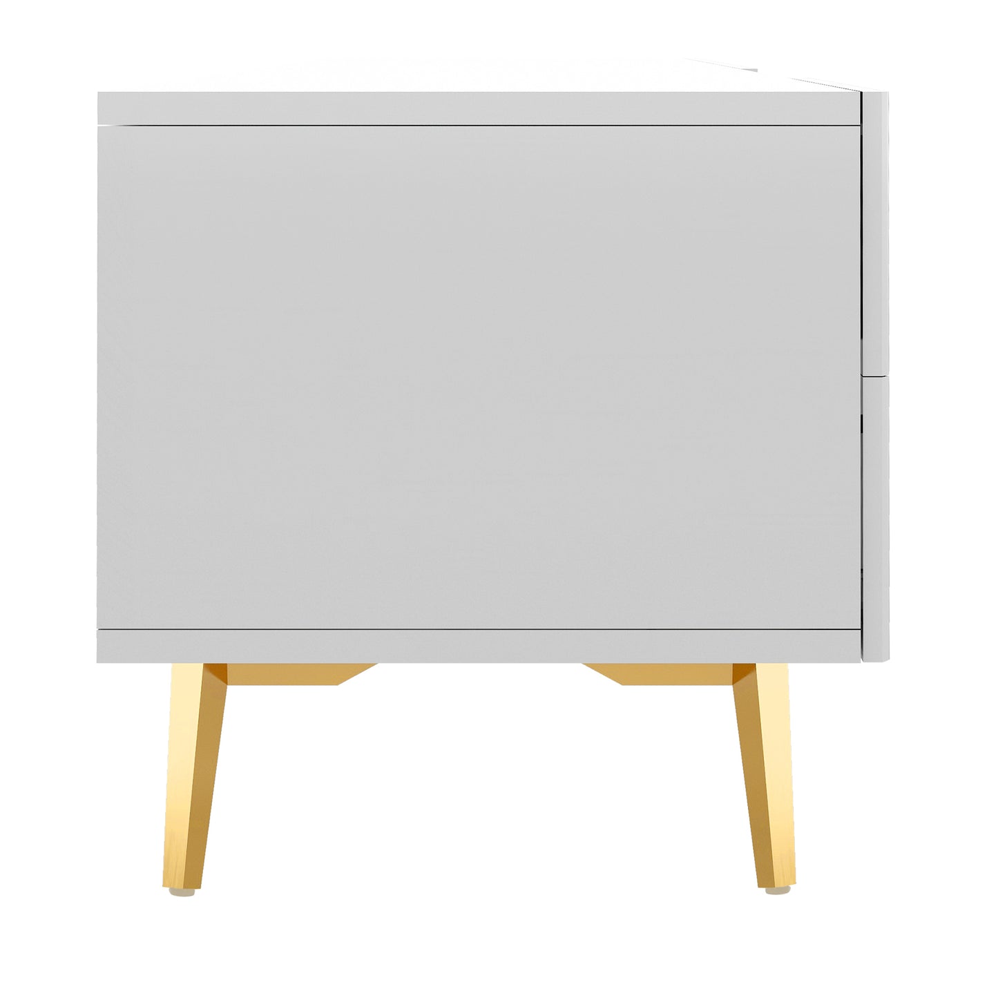 Stylish White Modern TV Stand with Champagne Legs - Accommodates TVs up to 77