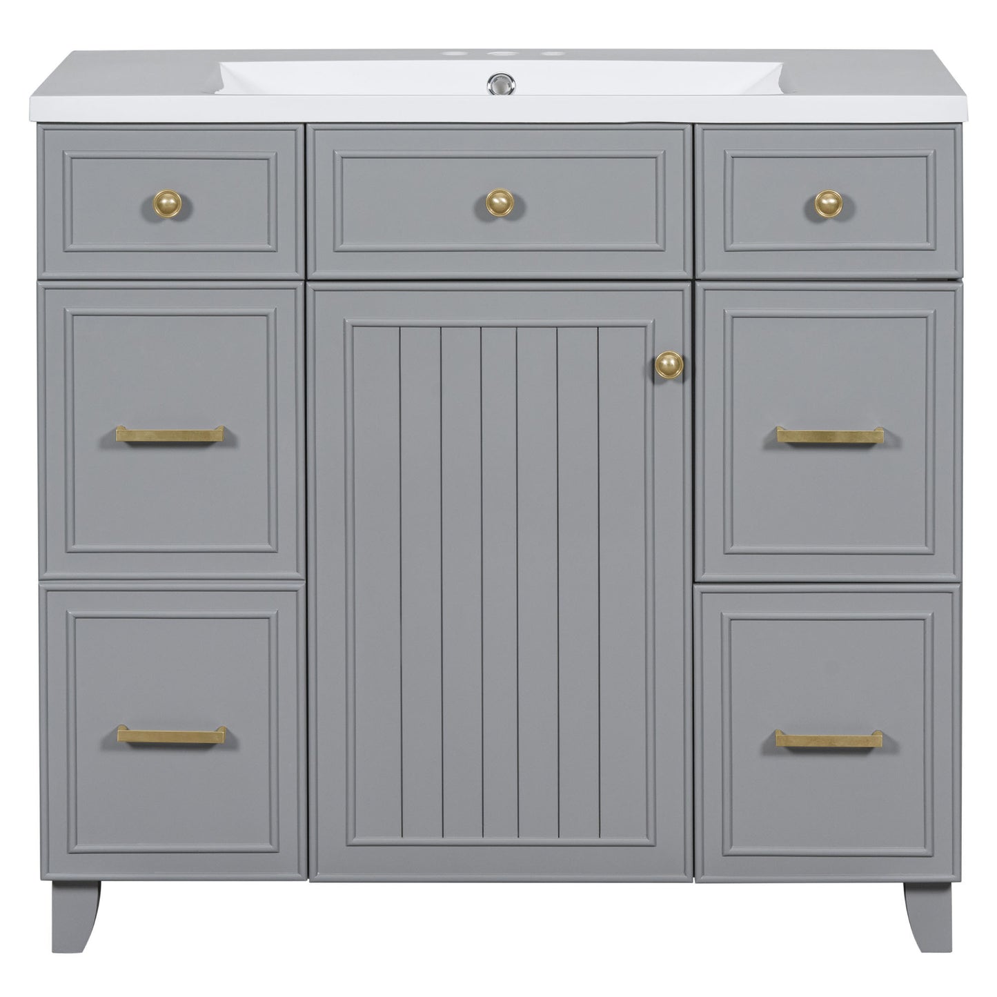 36" Bathroom Vanity Cabinet with Sink Top Combo Set, Grey, Single Sink, Shaker Cabinet with Soft Closing Door and Drawer