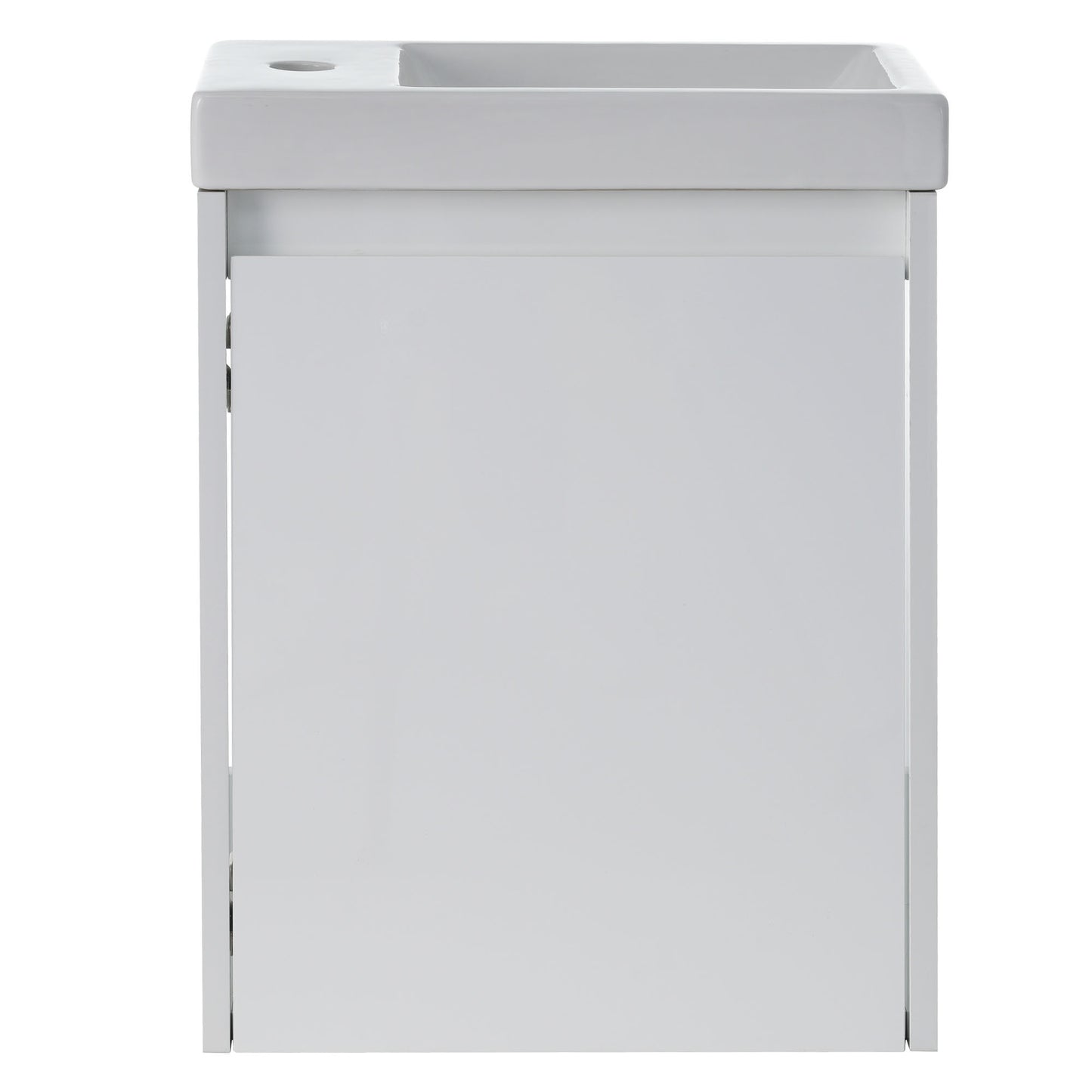 Modern 16-Inch White Bathroom Vanity Cabinet with Soft-Close Doors - Easy Assembly, Versatile Installation