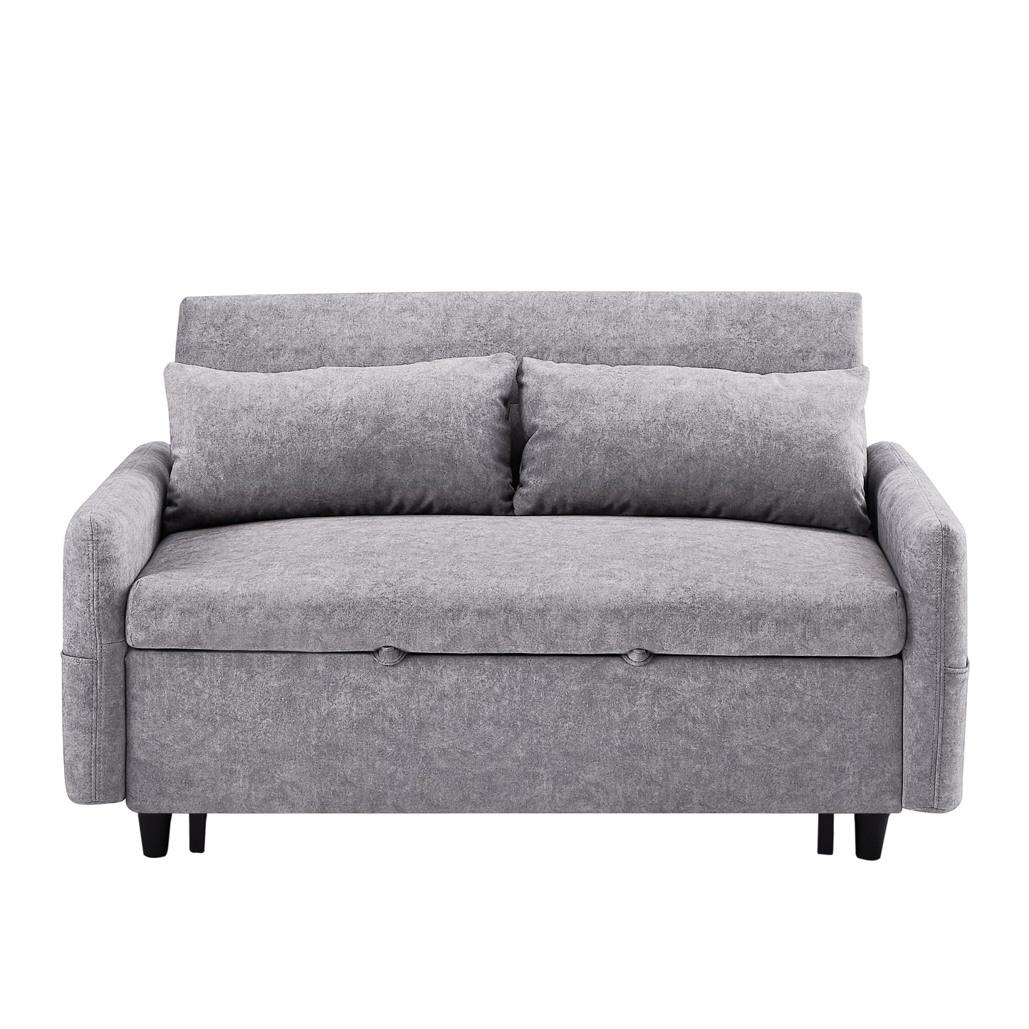 Adjustable Grey Loveseat Sofa Bed with USB Ports and Storage Pockets