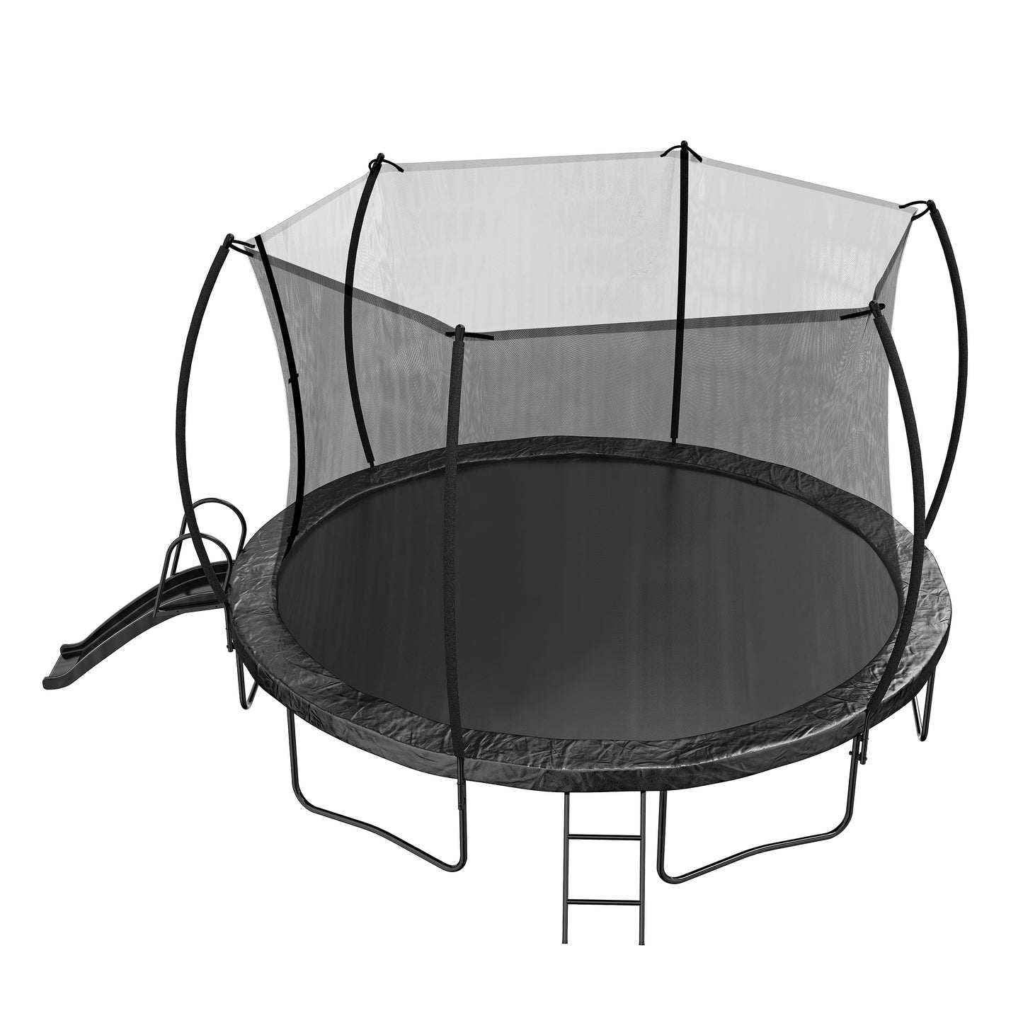 14FT Trampoline with Slide , Outdoor Pumpkin Trampoline for Kids and Adults with Enclosure Net and Ladder