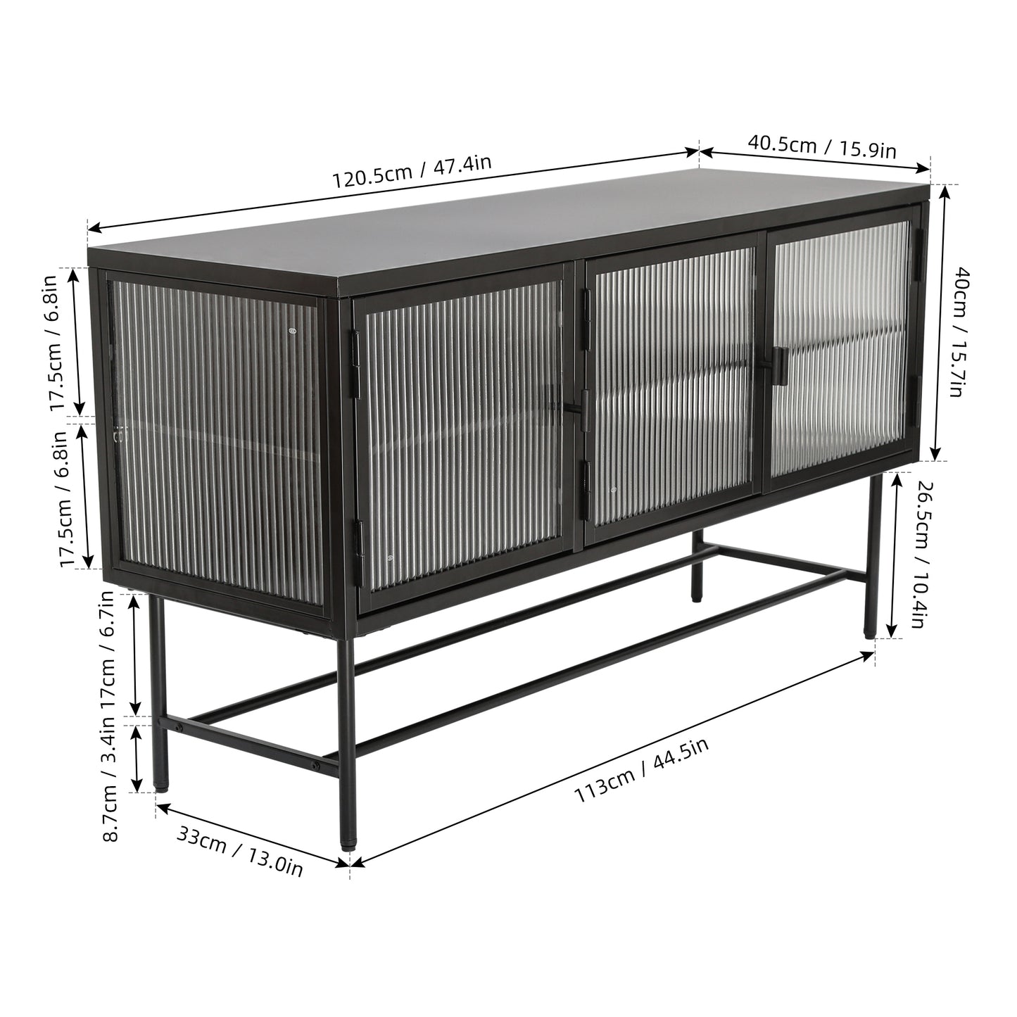 Retro Style TV Stand with Enclosed Storage and Glass Doors