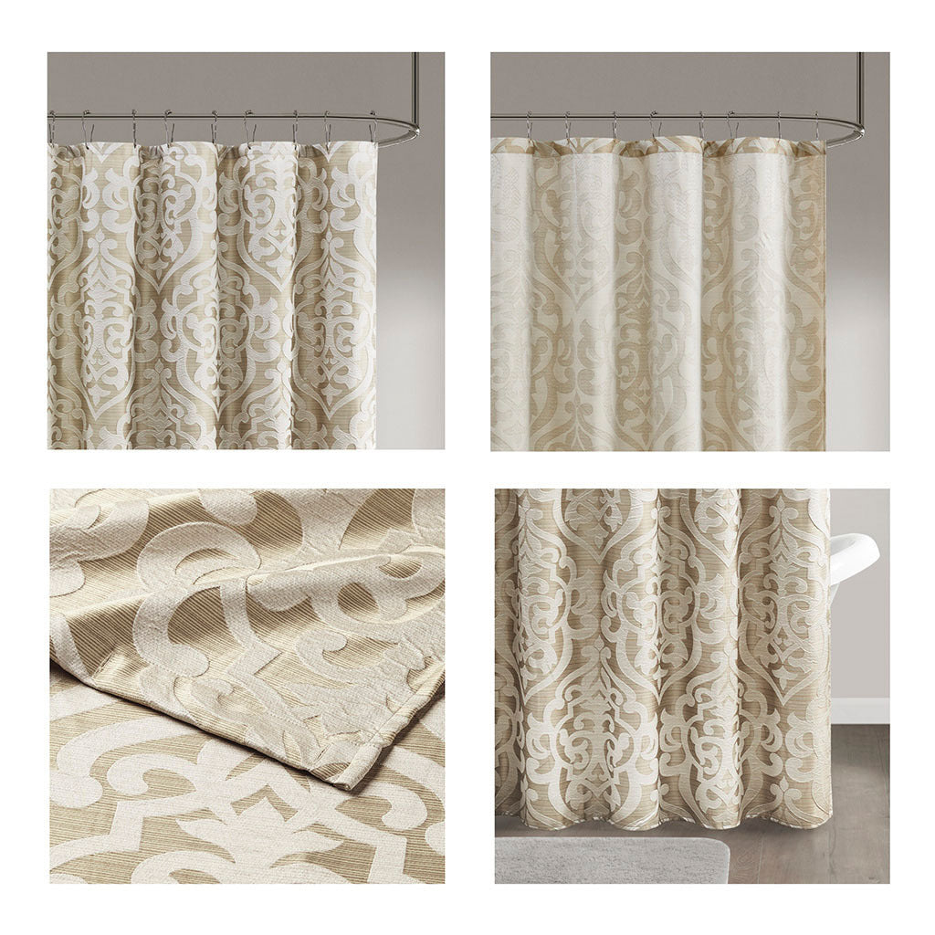 Elegant Ivory Damask Shower Curtain