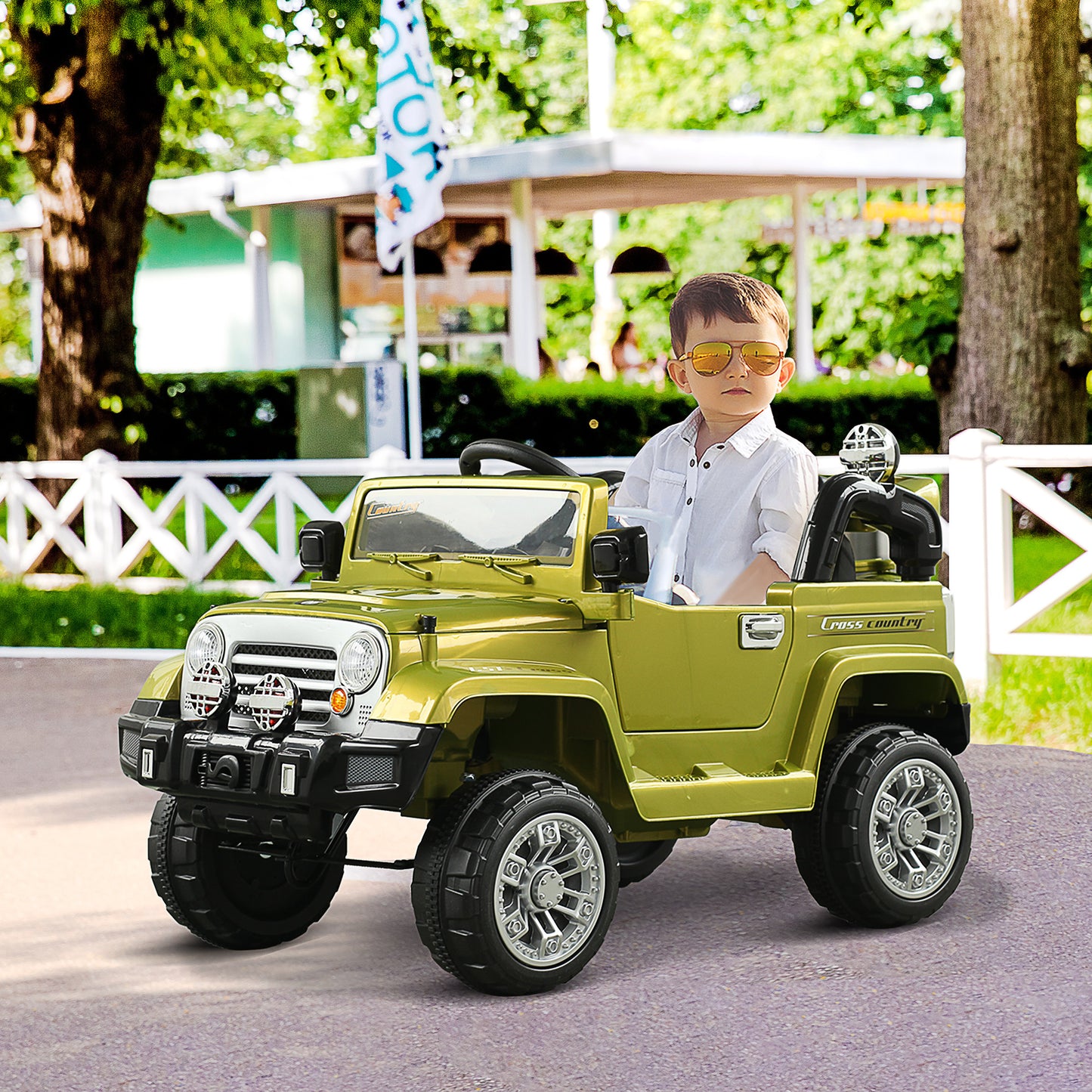 Off-Road Truck Ride-On Car for Kids, 2 Modes, MP3 Connection, Remote Control - Green