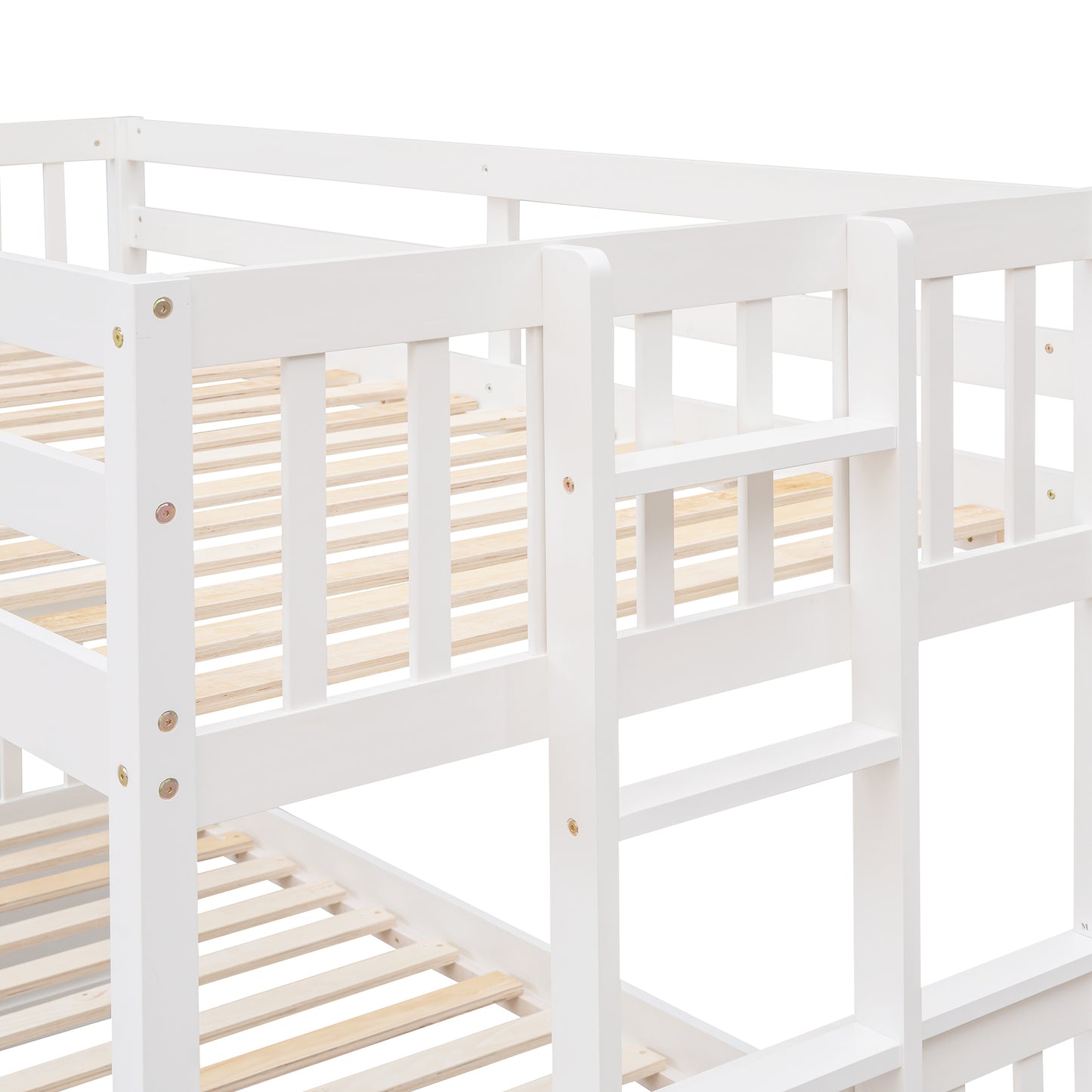 Playful Twin-Over-Full Bunk Bed with Trundle and Drawers - White