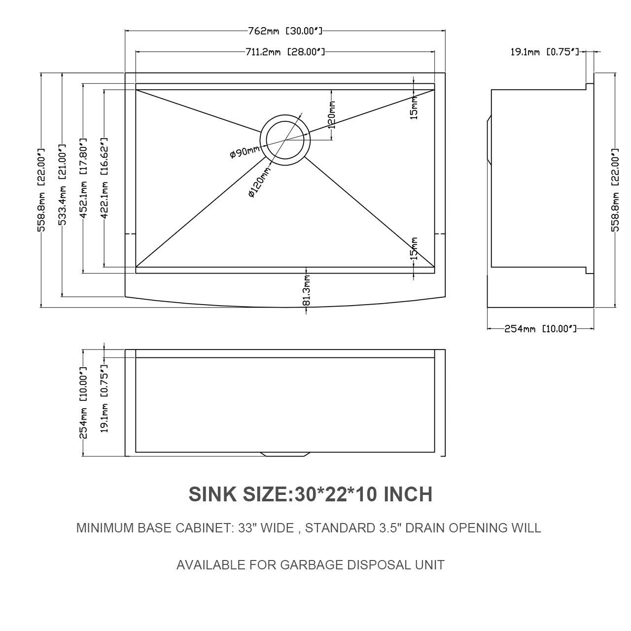 30-Inch Stainless Steel Farmhouse Sink Workstation with Contemporary Apron Front Kitchen Sink