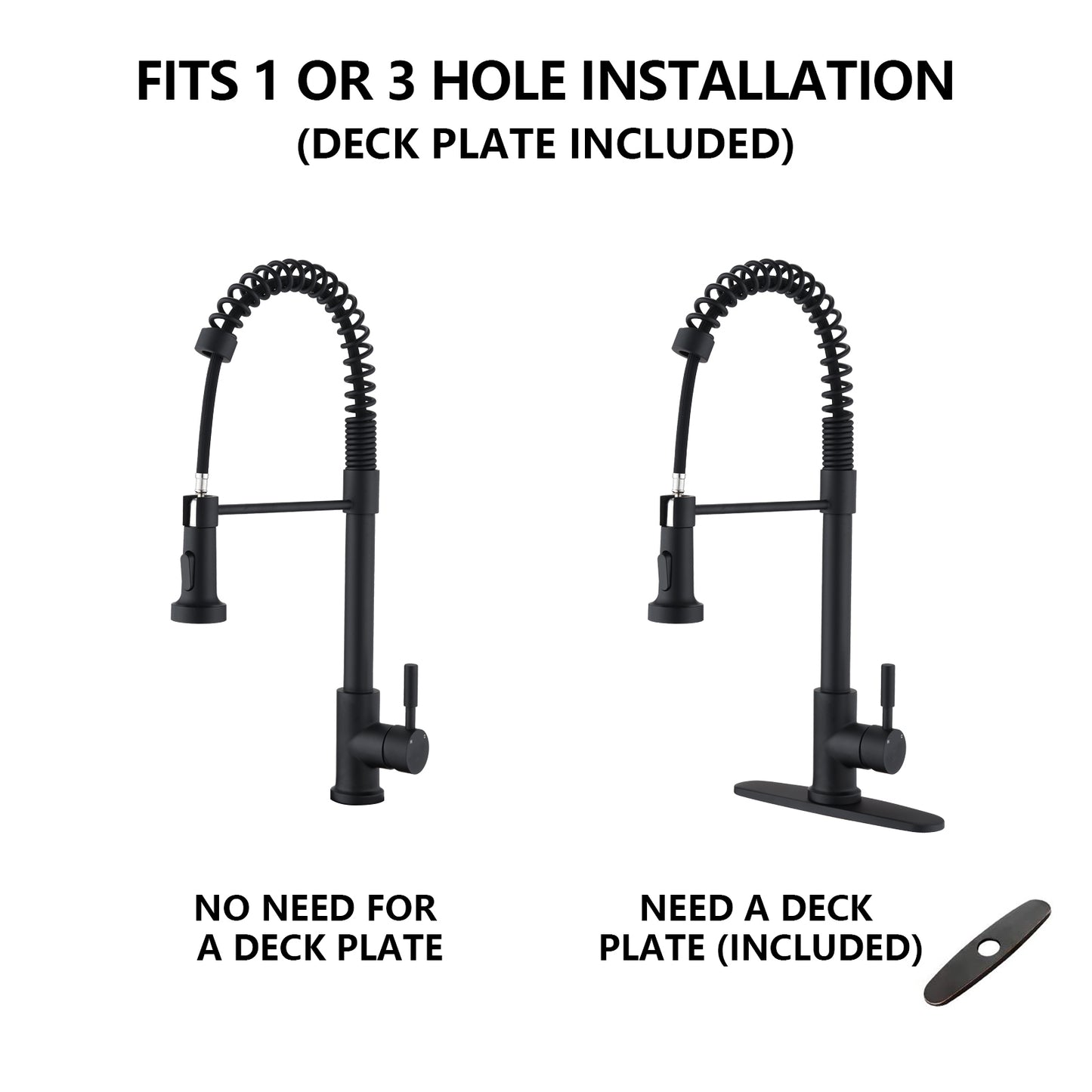 Pull Down Sprayer Spring Kitchen Sink Faucet Matte Black