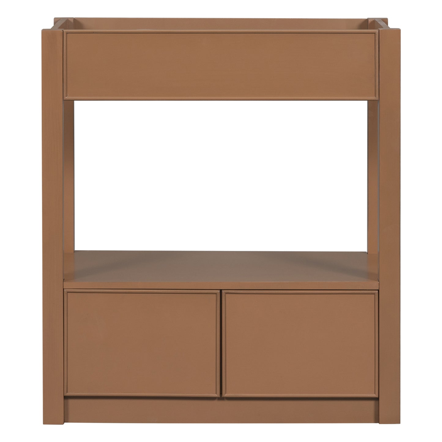 30" Bathroom Vanity without Sink Top, Cabinet Base Only, Open Storage Shelf and Two Drawers, Brown