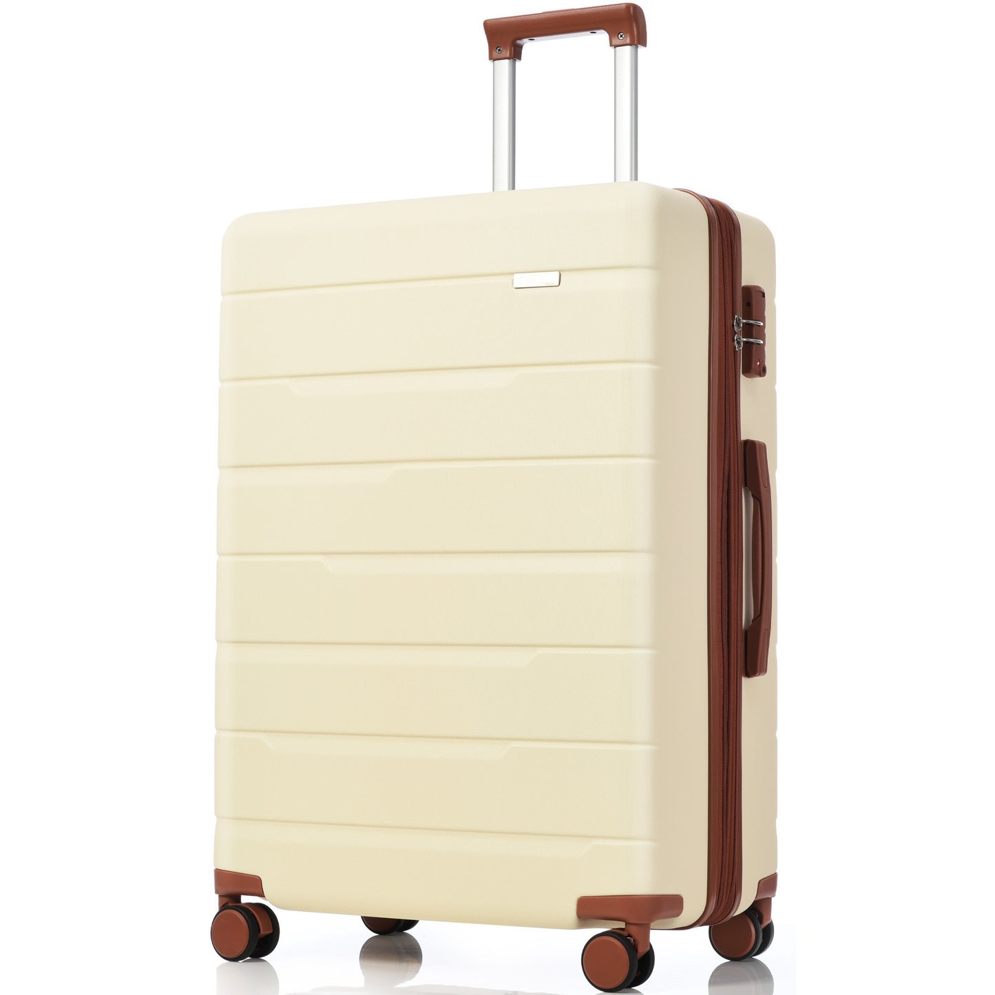 Luggage Sets 3 Piece Suitcase Set 20/24/28,Carry on Luggage Airline Approved,Hard Case with Spinner Wheels,Beige and Brown