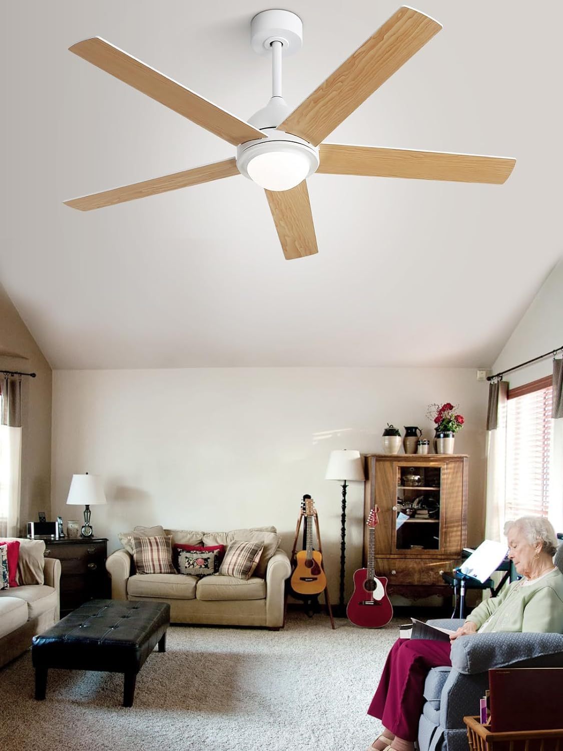 52 Contemporary Ceiling Fan with Remote Control, LED Light, and Reversible Blades