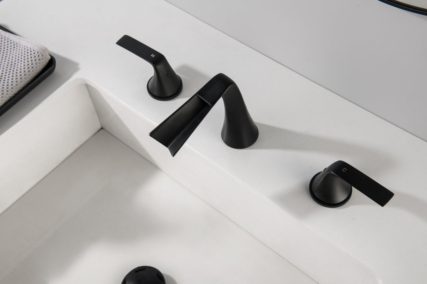 Matte Black Widespread Bathroom Faucet with Two Handles