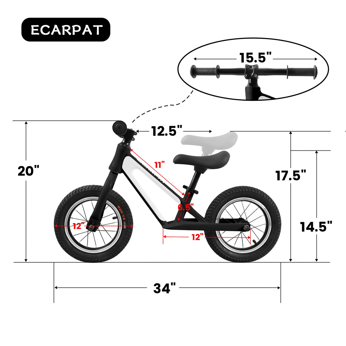 Adjustable Seat Balance Bike with Magnesium Alloy Frame for Kids Ages 1-5