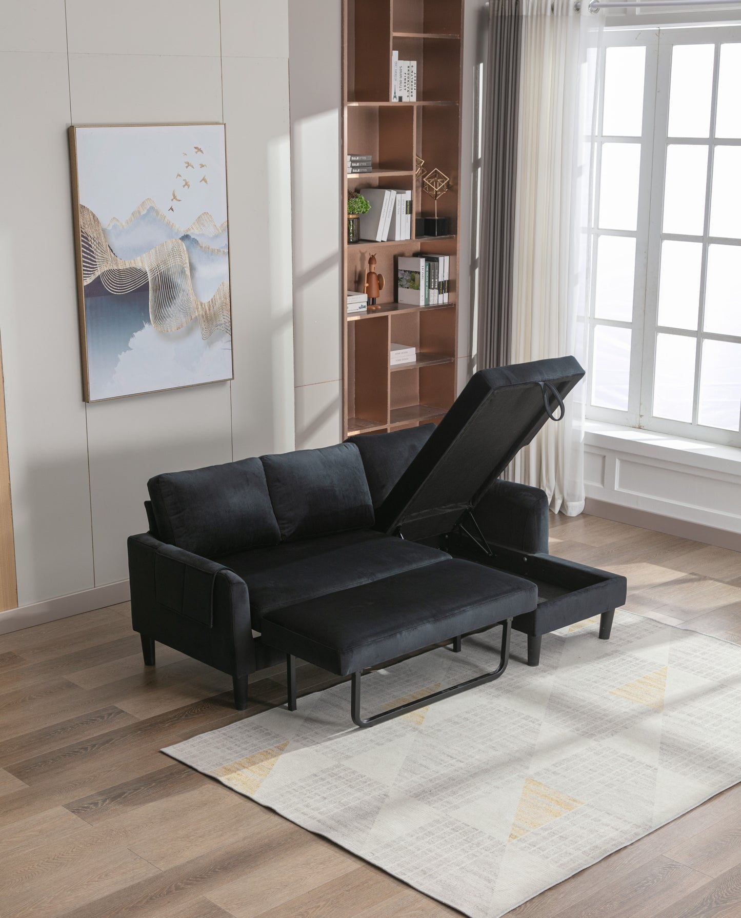 UNITED WE WIN Sectional Sofa Reversible Sectional Sleeper Sectional Sofa with Storage Chaise