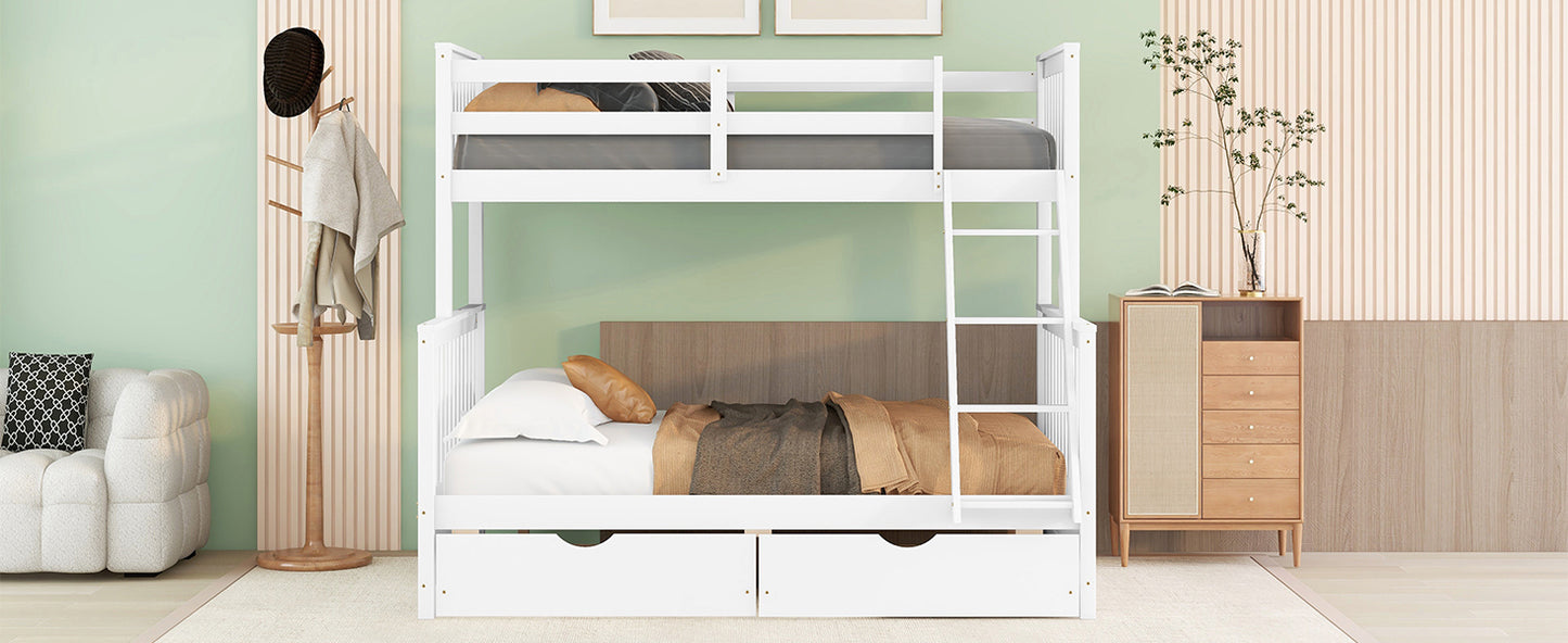 Twin/Full Bunk Bed with Stairs, Drawers, and Flexible Layout