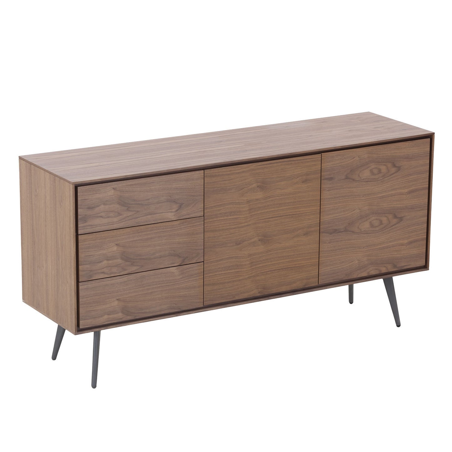 Stylish Walnut Sideboard and Buffet Cabinet with Ample Storage and Anti-Topple Design