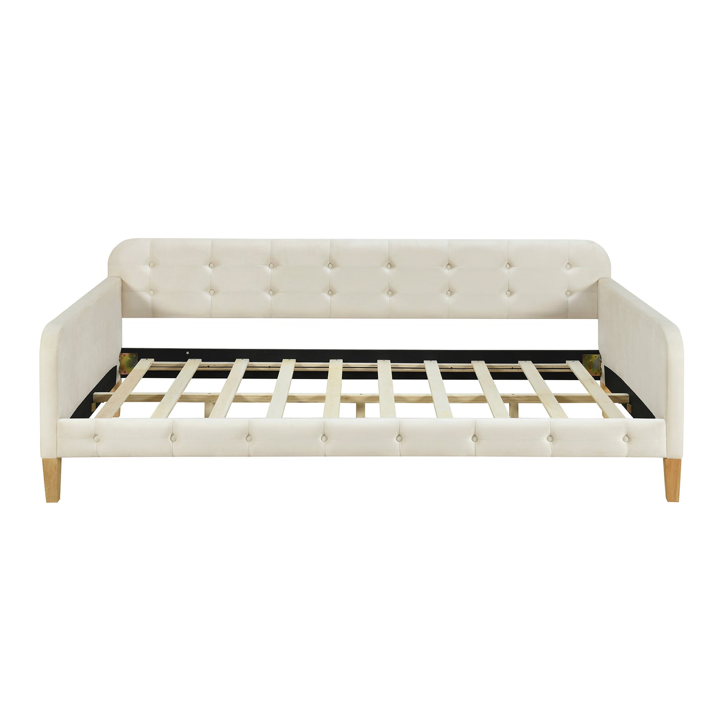 Twin Size Upholstered Daybed with 4 Support Legs, White