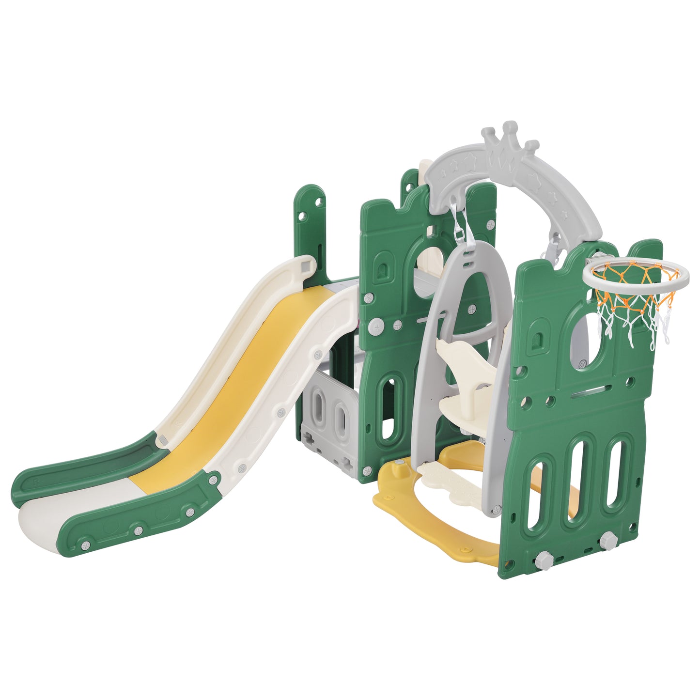 5-in-1 Kids Playground Climber Slide and Swing Set