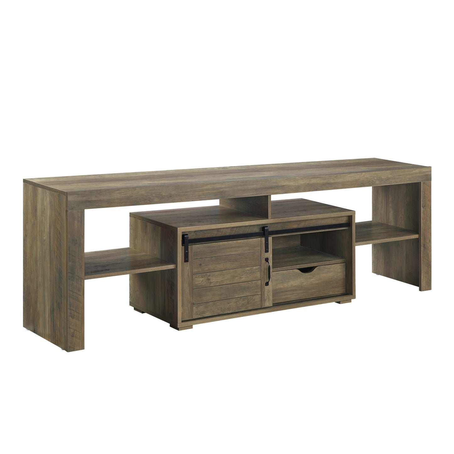 Wasim Rustic Oak TV Stand with Sliding Barn Doors