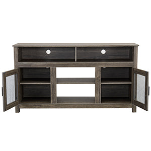 Industrial Style Electric Fireplace TV Stand with Storage Cabinet, Fits up to 65 Flat Screen TV, Grey