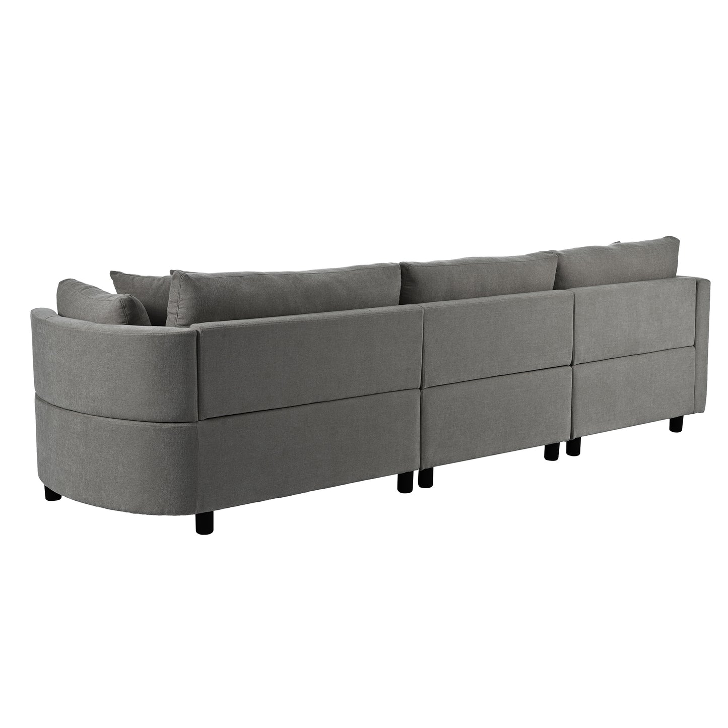 U_STYLE Three Indoor Cushioned Combination Sofas with Three Pillows and Curved Seat, for Living Room, Study Room, and Apartment