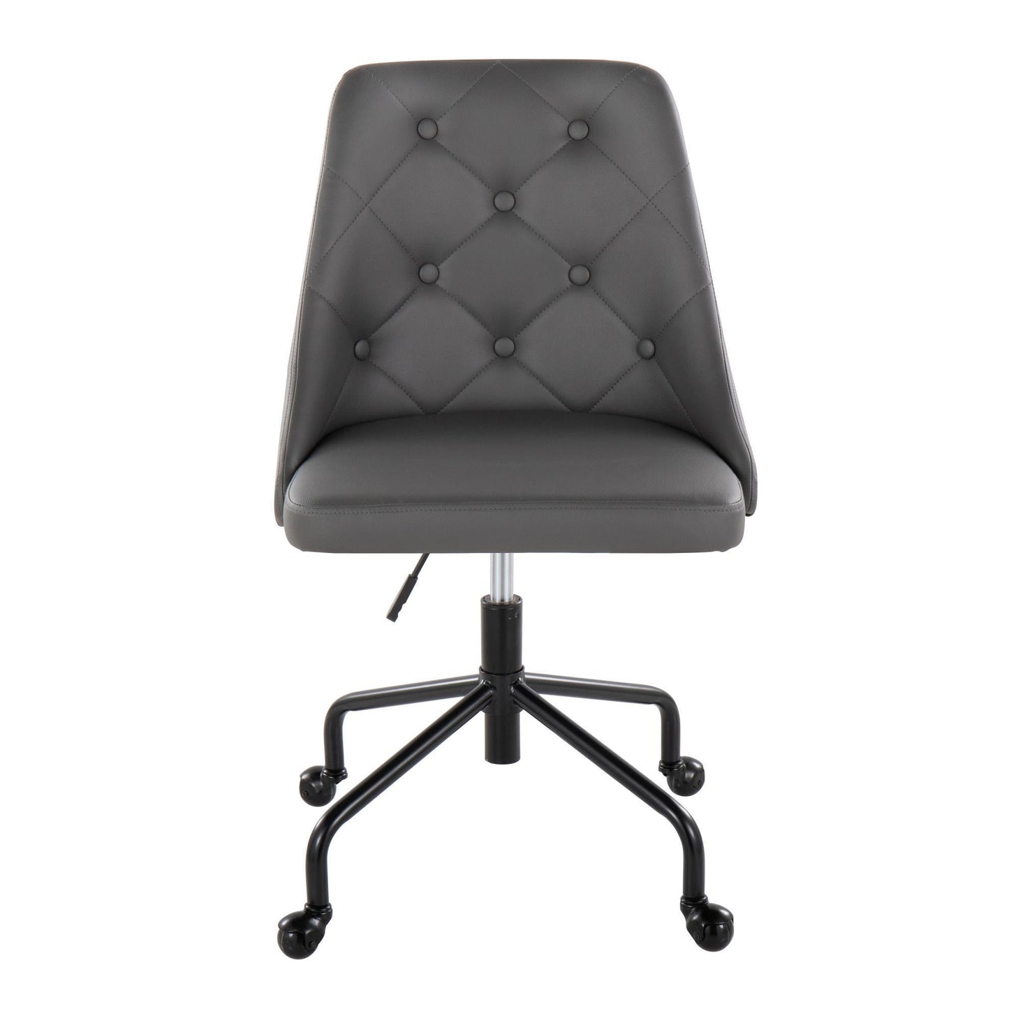 Marche Contemporary Adjustable Office Chair with Casters in Black Metal and Grey Faux Leather by LumiSource