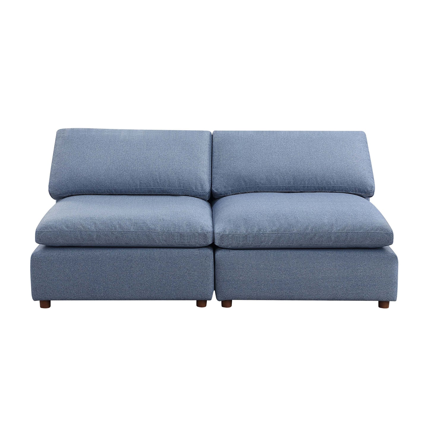 Blue Linen Modular Sectional Sofa Set with Self-Customization Design.