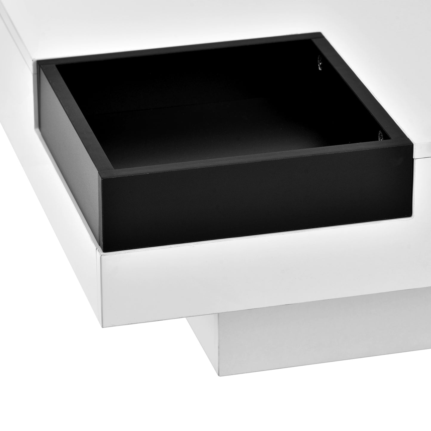 Chic Square Coffee Table with LED Lights and Detachable Tray