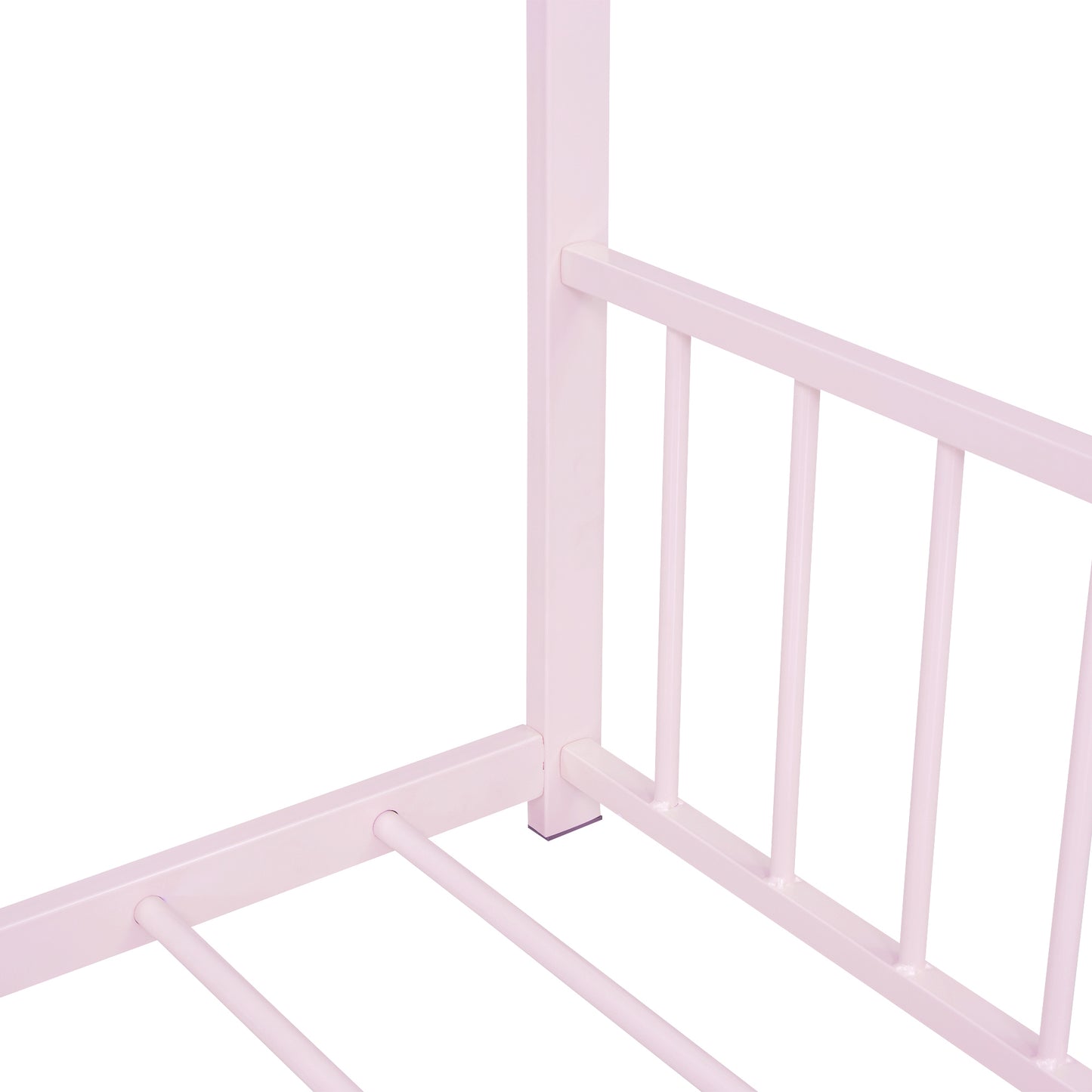 Full Size Metal House Bed, Pink