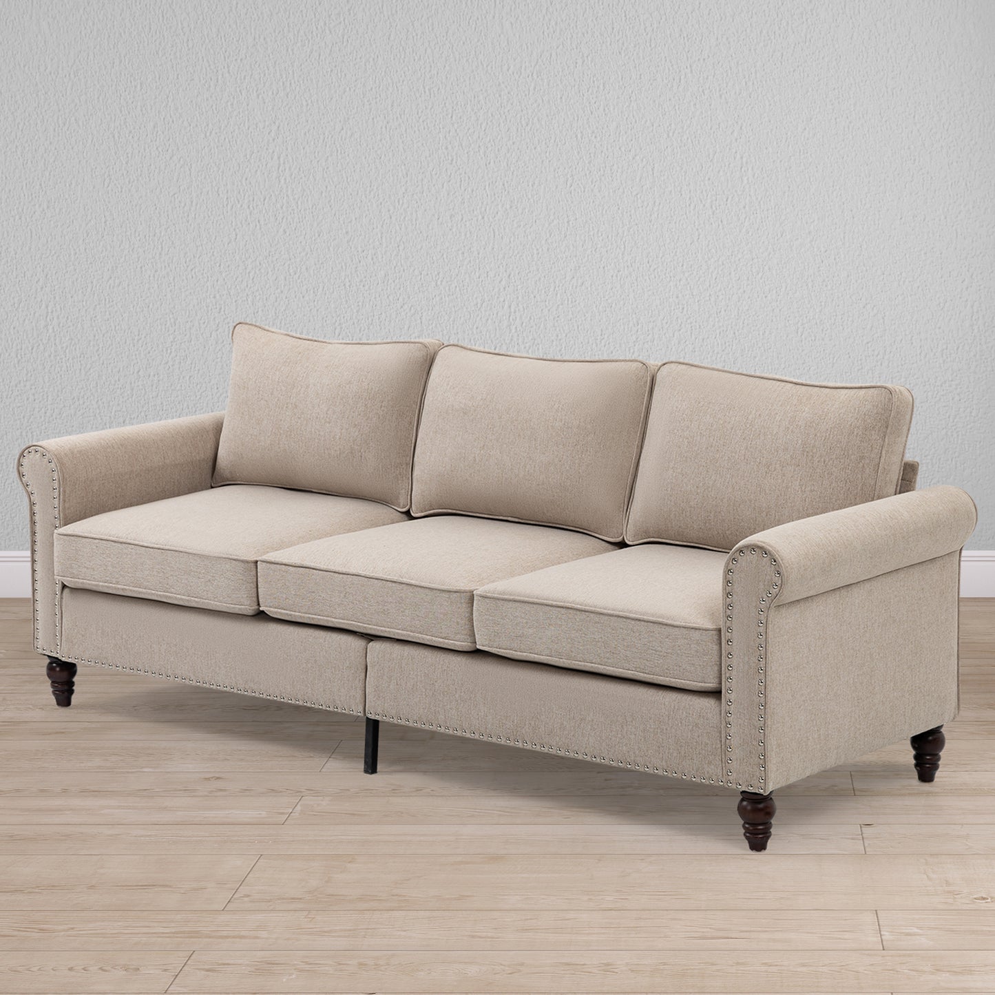 Button Tufted Mid-Century Modern Loveseat Sofa with Linen Fabric