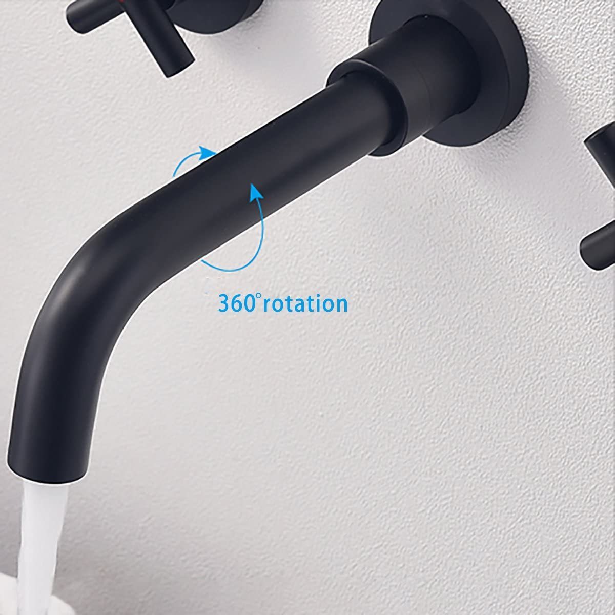 Elegant Matte Black Wall Mount Brass Bathroom Faucet