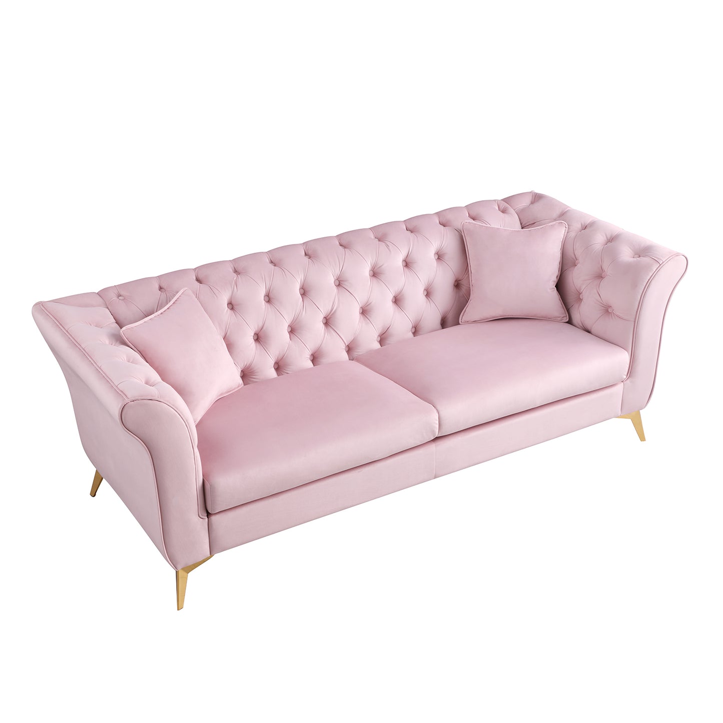 Chesterfield sofa ,Stanford sofa ,  high quality Chesterfield sofa ,pink color , tufted and wrinkled fabric  sofa;contemporary Stanford sofa ; tufted sofa with scroll  arm and scroll back