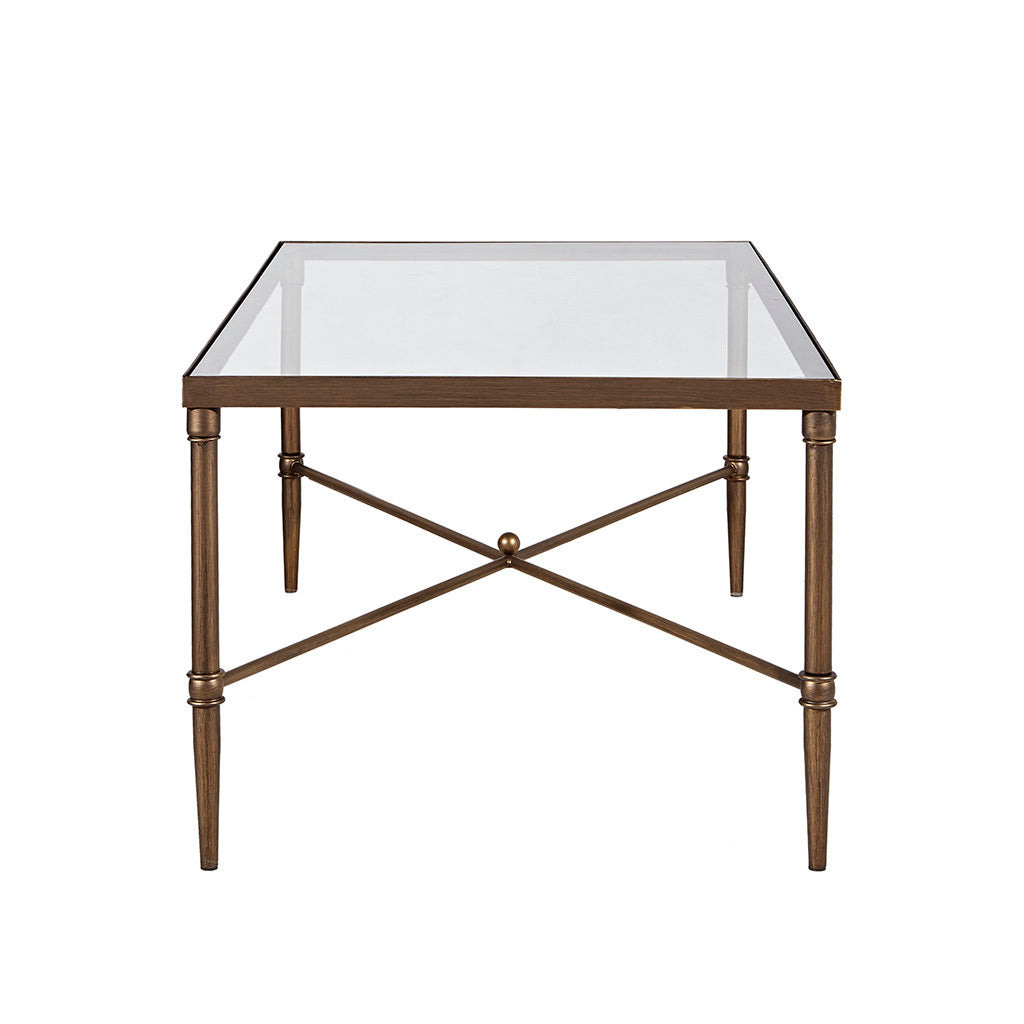 Bronze Metal Framed Glass Coffee Table