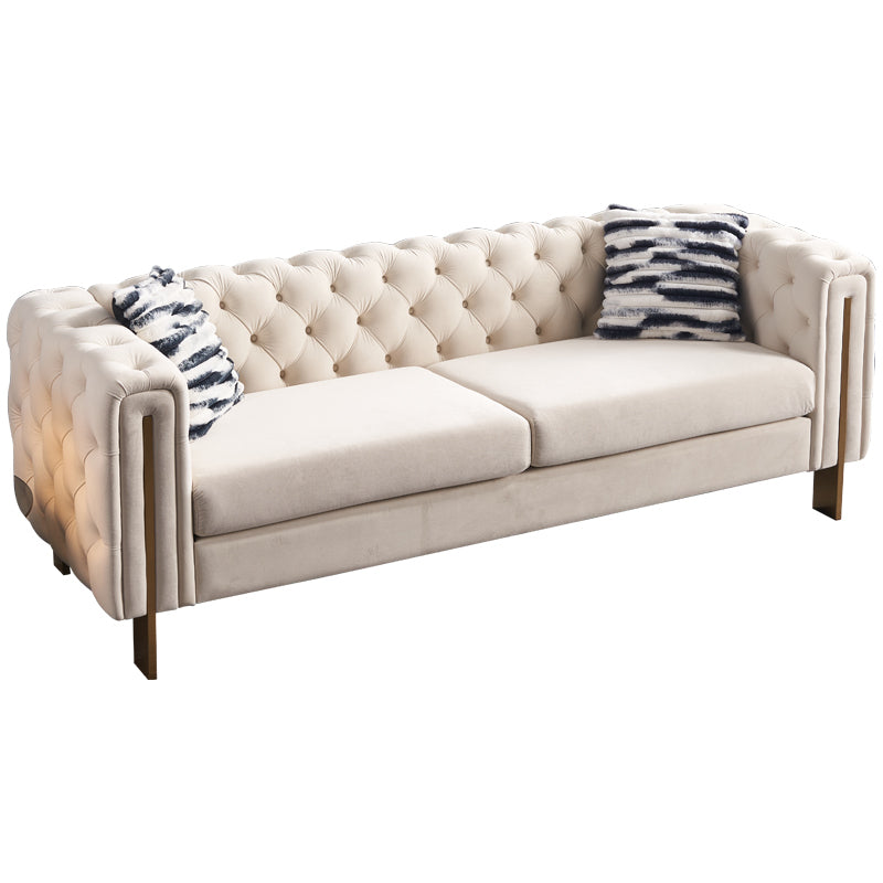 Chesterfield Modern Tufted Velvet Living Room Sofa, 84.25''W Couch,Cream